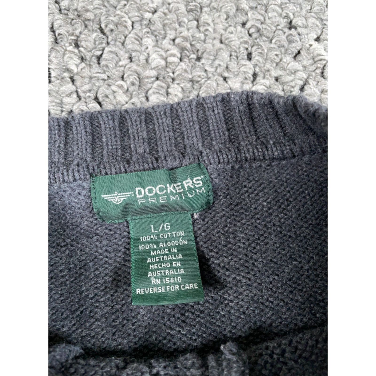 Dockers Retro Dad Style Sweater Adult Large Dark Gray Blue Red Striped Chunky Knit Prep Size US L / EU 52-54 / 3 - 3 Thumbnail