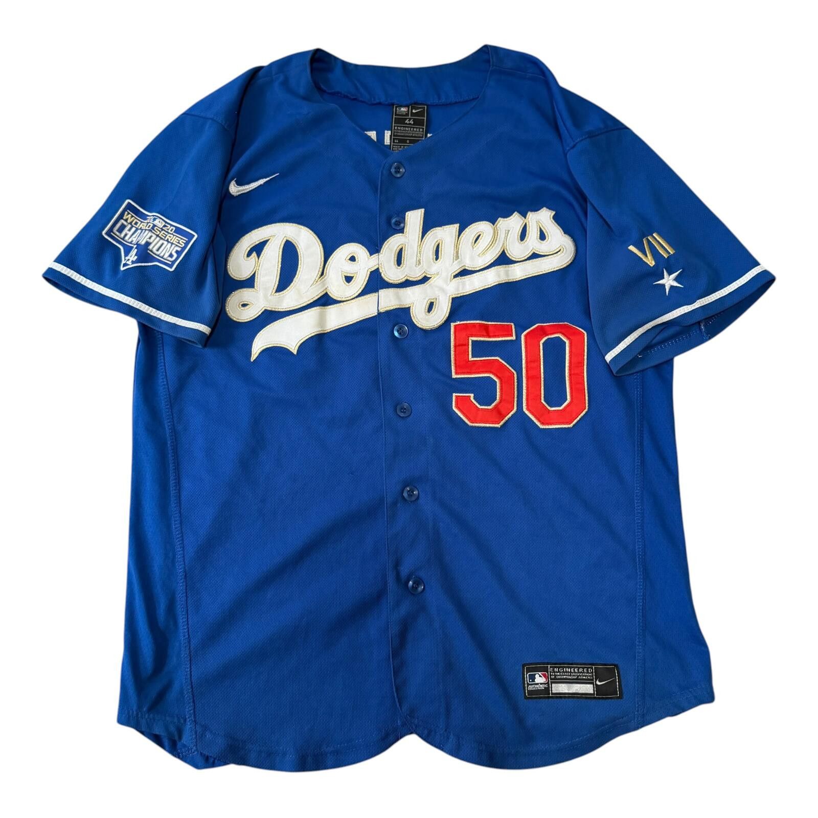 Nike Mookie Betts Nike LA Dodgers 2020 World Series Jersey GOLD Size US L / EU 52-54 / 3 - 1 Thumbnail