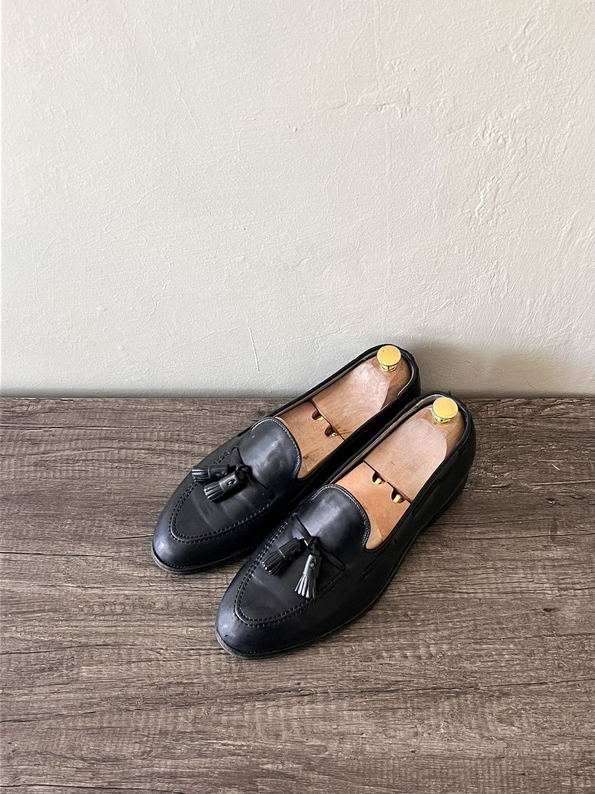 Alden ALDEN 660 BLACK LEATHER TASSEL LOAFERS SLIP ON 13 AA Size US 9.5 / EU 42-43 - 2 Thumbnail