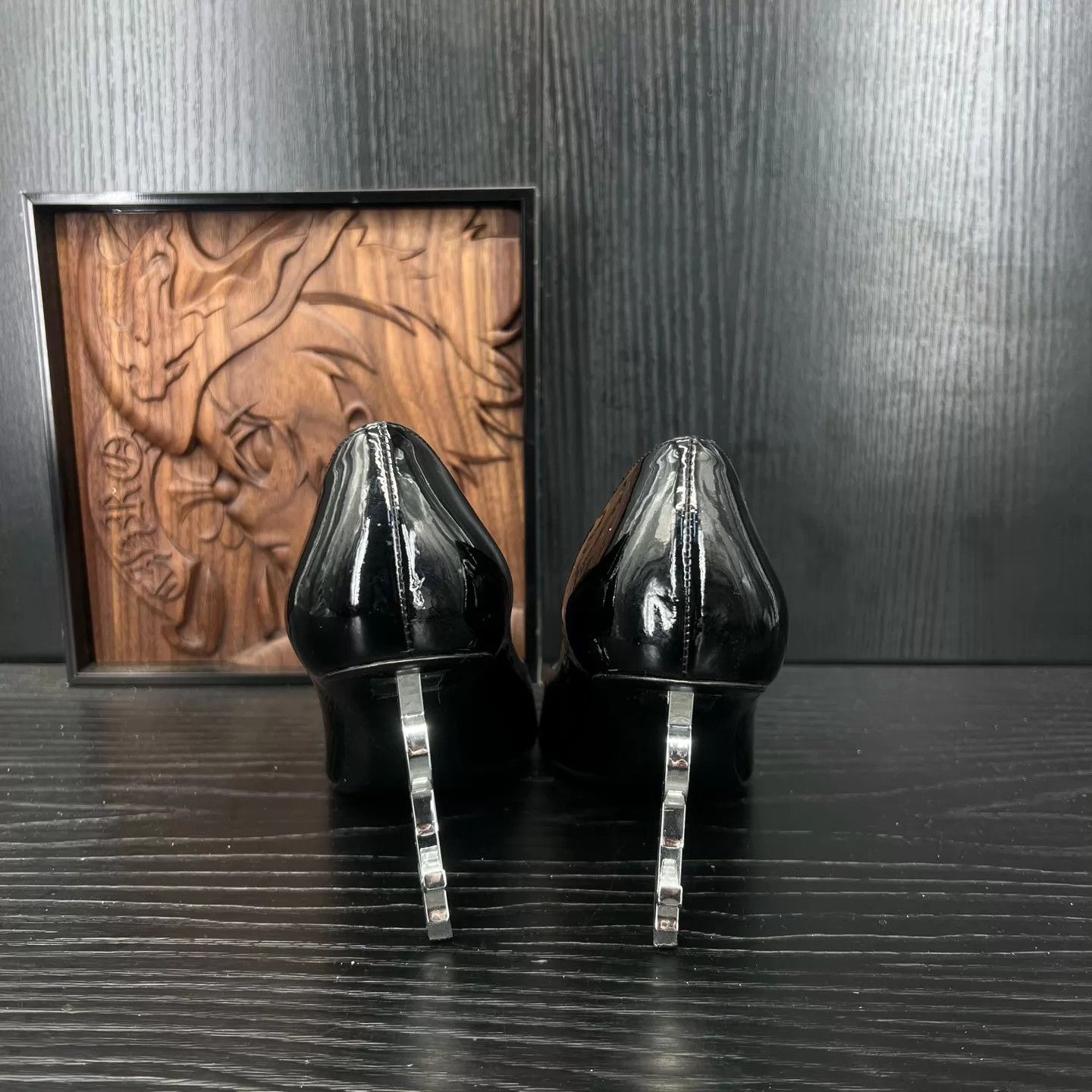Yves Saint Laurent YSL Patent Leather Heels Black & Silver 35 Like New With Box Size US 4.5 / IT 34.5 - 5 Thumbnail