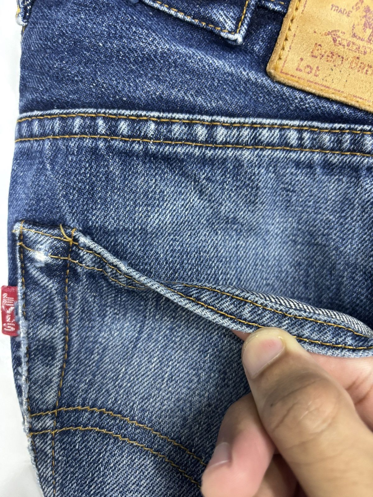 Kapital 🔥VINTAGE LEVIS 201 BIG E SELVEDGE DENIM JEANS RIP BUCKLE Size US 28 / EU 44 - 14 Thumbnail