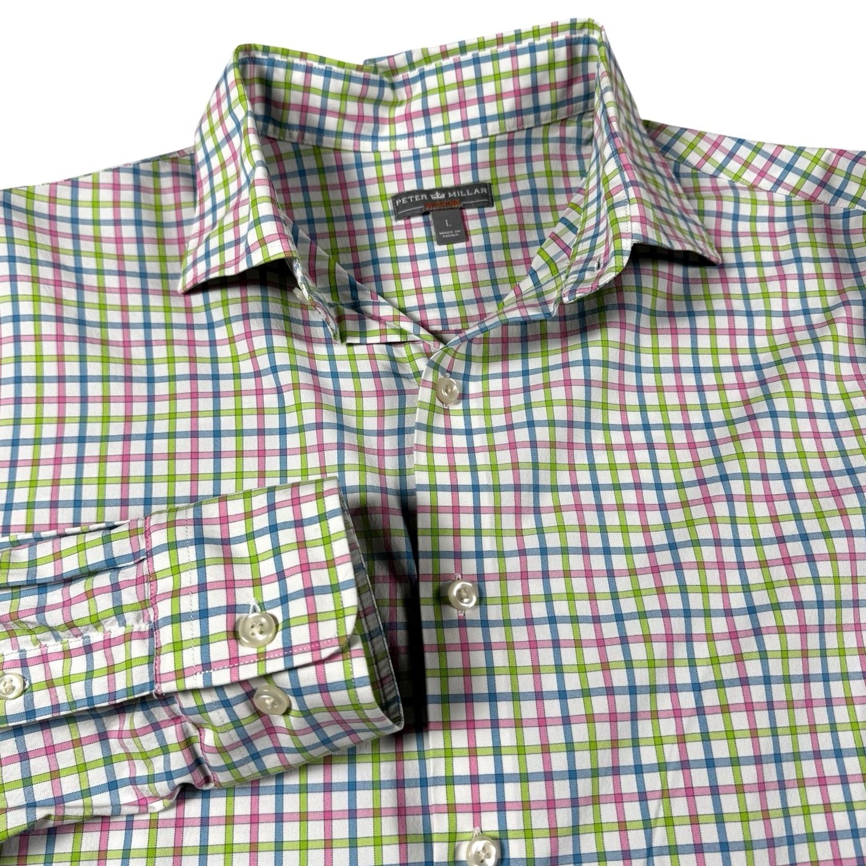 Peter Millar Peter Millar Shirt Men's L Wicking Preppy Check Long Sleeve Button Nylon Spandex Size US L / EU 52-54 / 3 - 2 Thumbnail