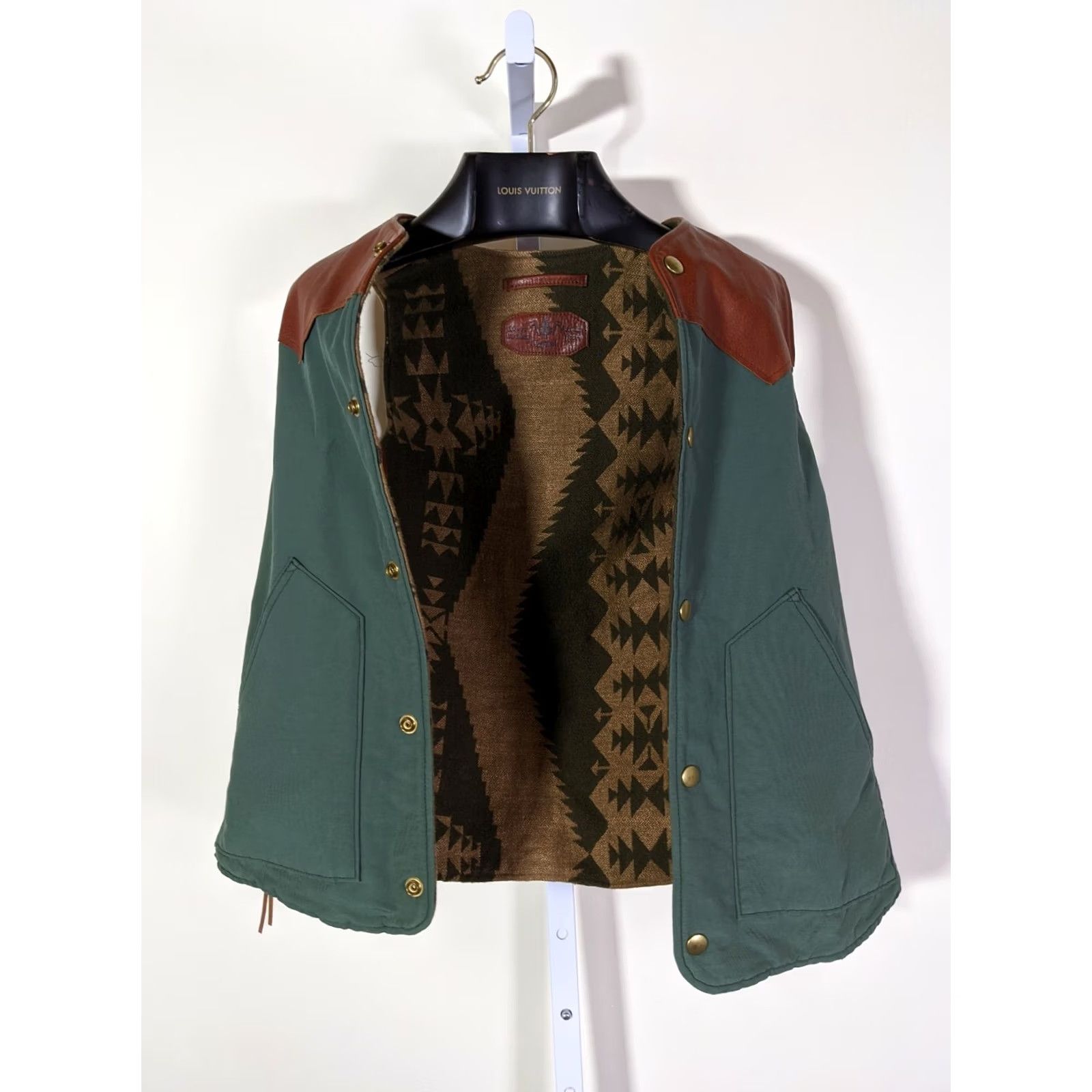 Kapital VINTAGE Kapital Outdoorsman Mountain Wool Lined Leather Shoulder Vest XXS Japan Green Men XXS Vest Size US XXS / EU 40 - 2 Thumbnail
