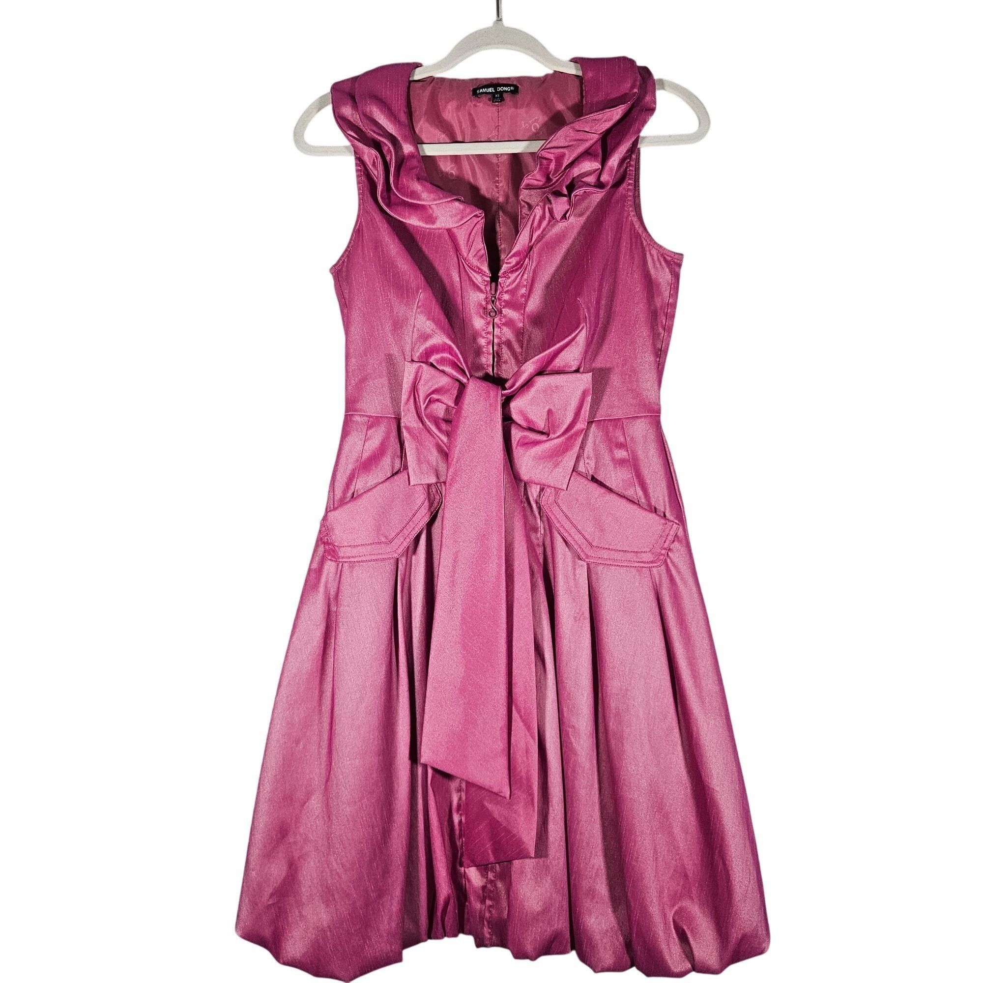 Other Samuel Dong Womens Midi Dress XS Pink Dior Inspired Barbieco Size XS / US 0-2 / IT 36-38 - 2 Thumbnail