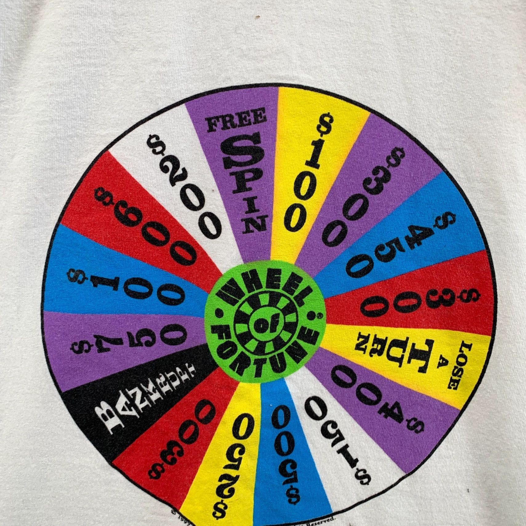 Vintage VINTAGE Wheel Of Fortune T-Shirt White Pinwheel Graphic Adult XL 23.5x30 90s Men Mens Size US XL / EU 56 / 4 - 6 Thumbnail