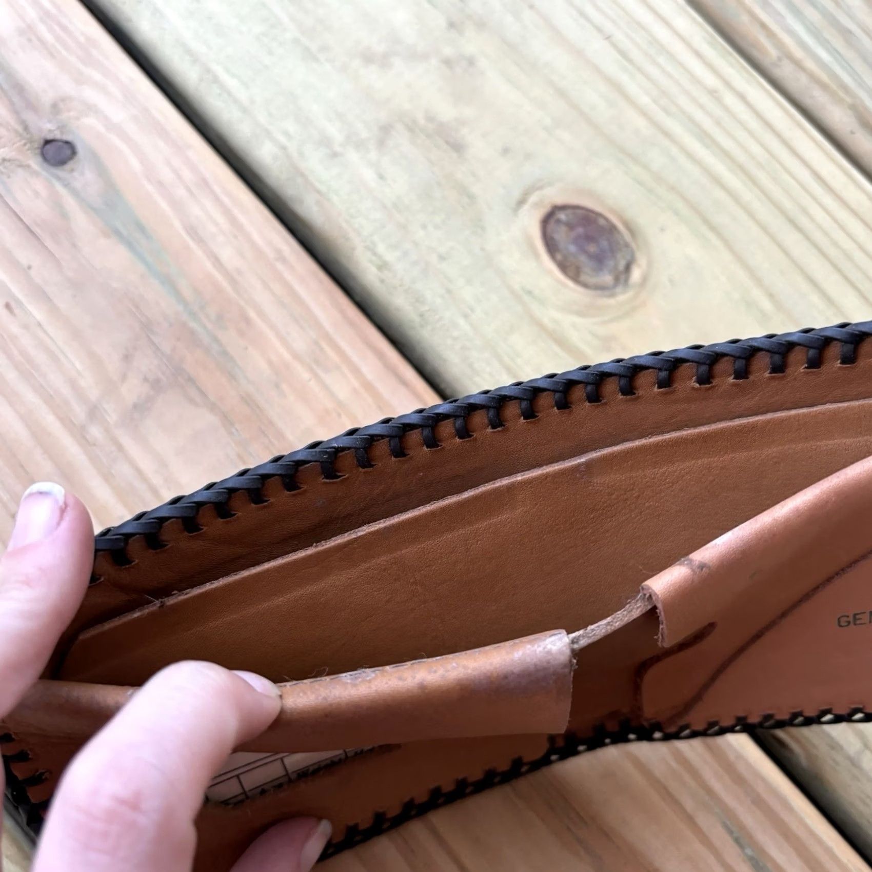 Vintage VINTAGE Handmade Leather Wallet Bifold Cowboy Western 9in 4in Brown Men Credit Card Size ONE SIZE - 5 Thumbnail