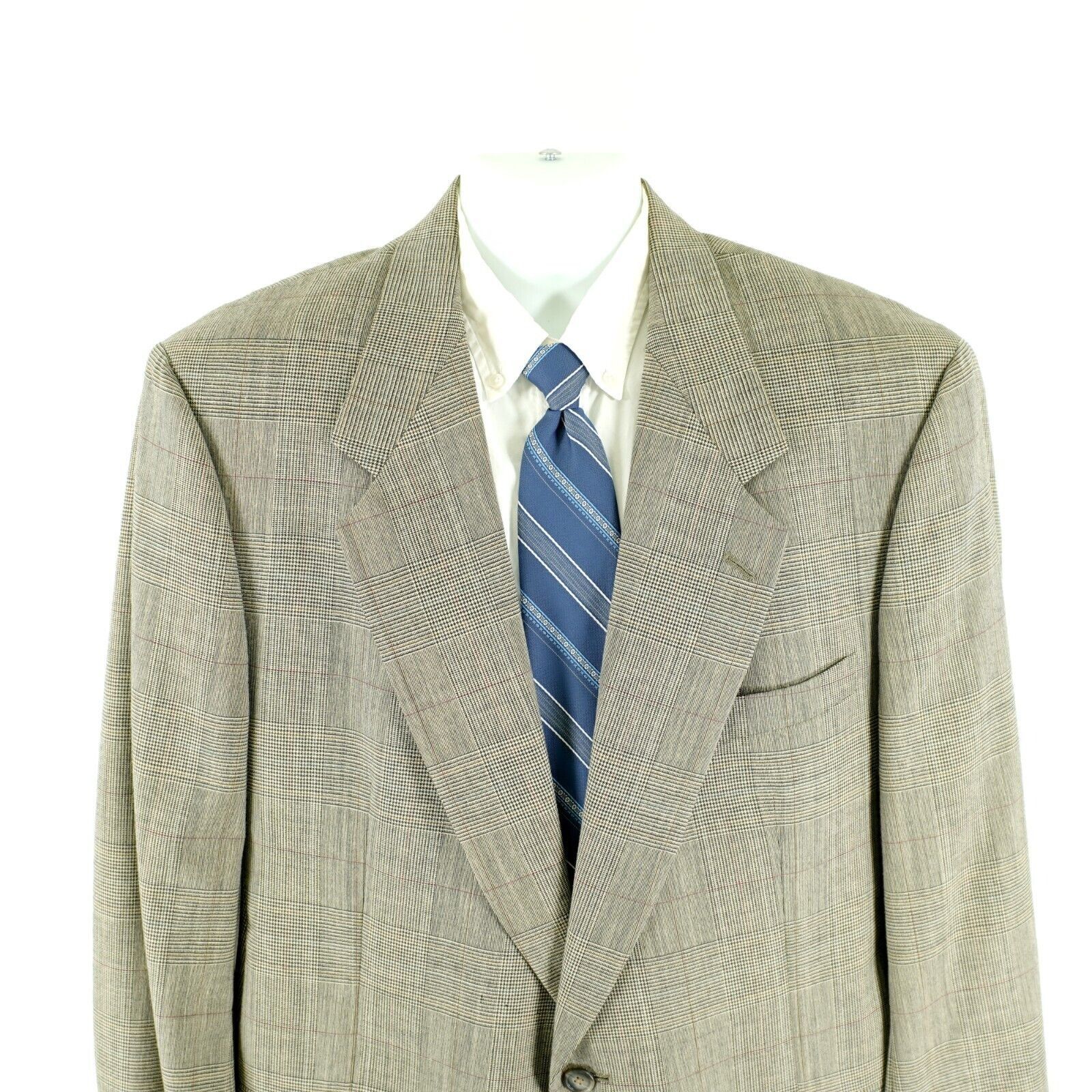 Austin Reed DAMAGED Austin Reed Wool Tan Glen Plaid 2 Button Blazer 42R Size 42R - 1 Thumbnail