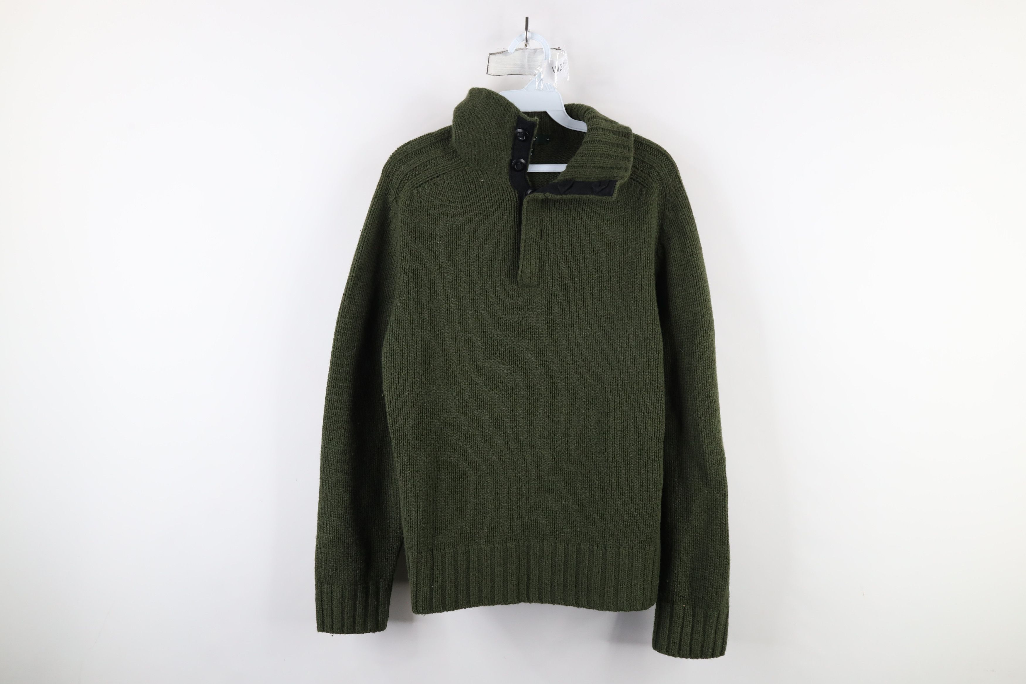 J.Crew × Vintage Vintage J Crew Chunky Knit Lambswool Henley Sweater Green Size US S / EU 44-46 / 1 - 1 Thumbnail