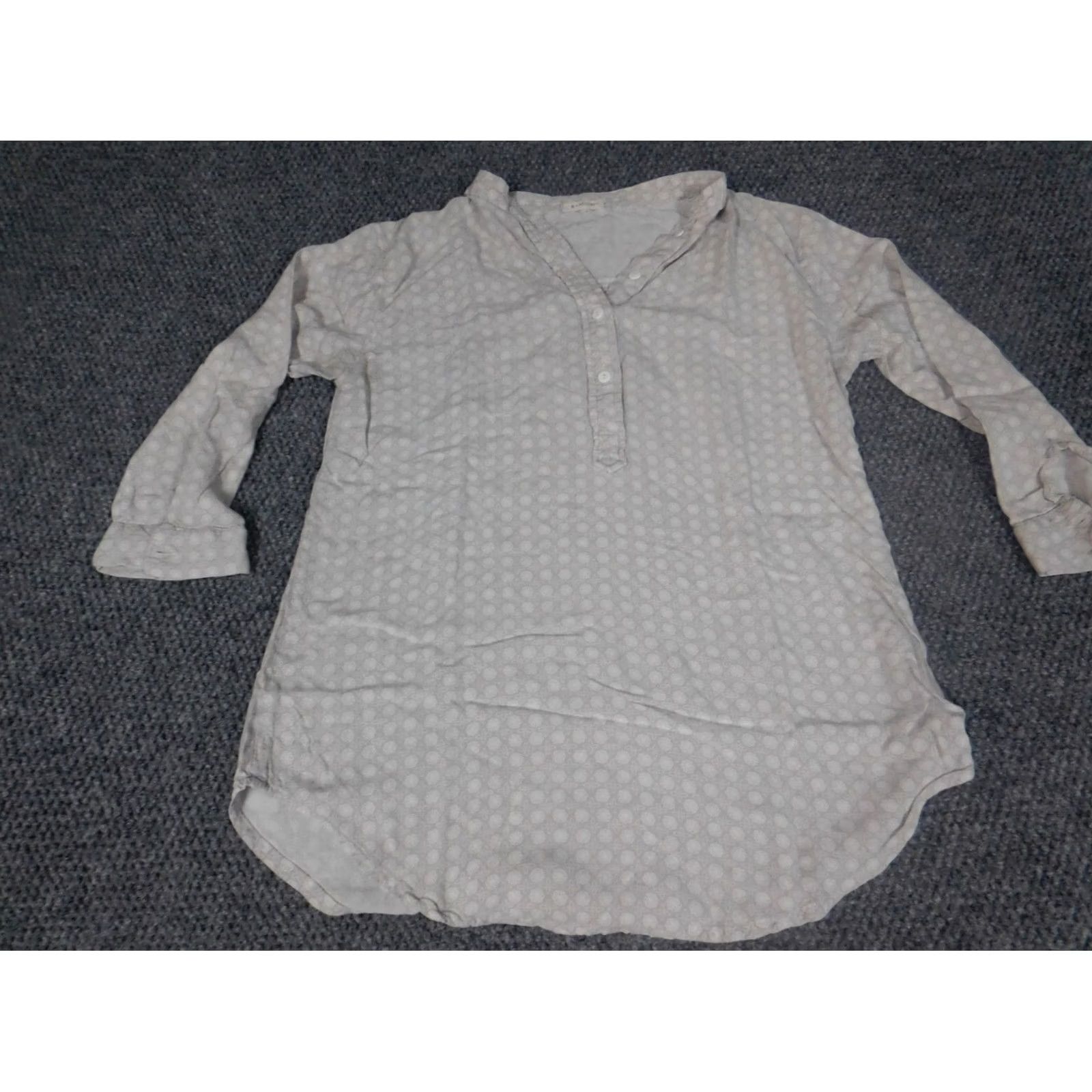Vintage B Vestry Blouse Shirt Ladies L Gray Floral Crew Neck Long Sleeve Cotton Casual Tunic Classic Stretch Womens Regular Size L / US 10 / IT 46 - 3 Thumbnail