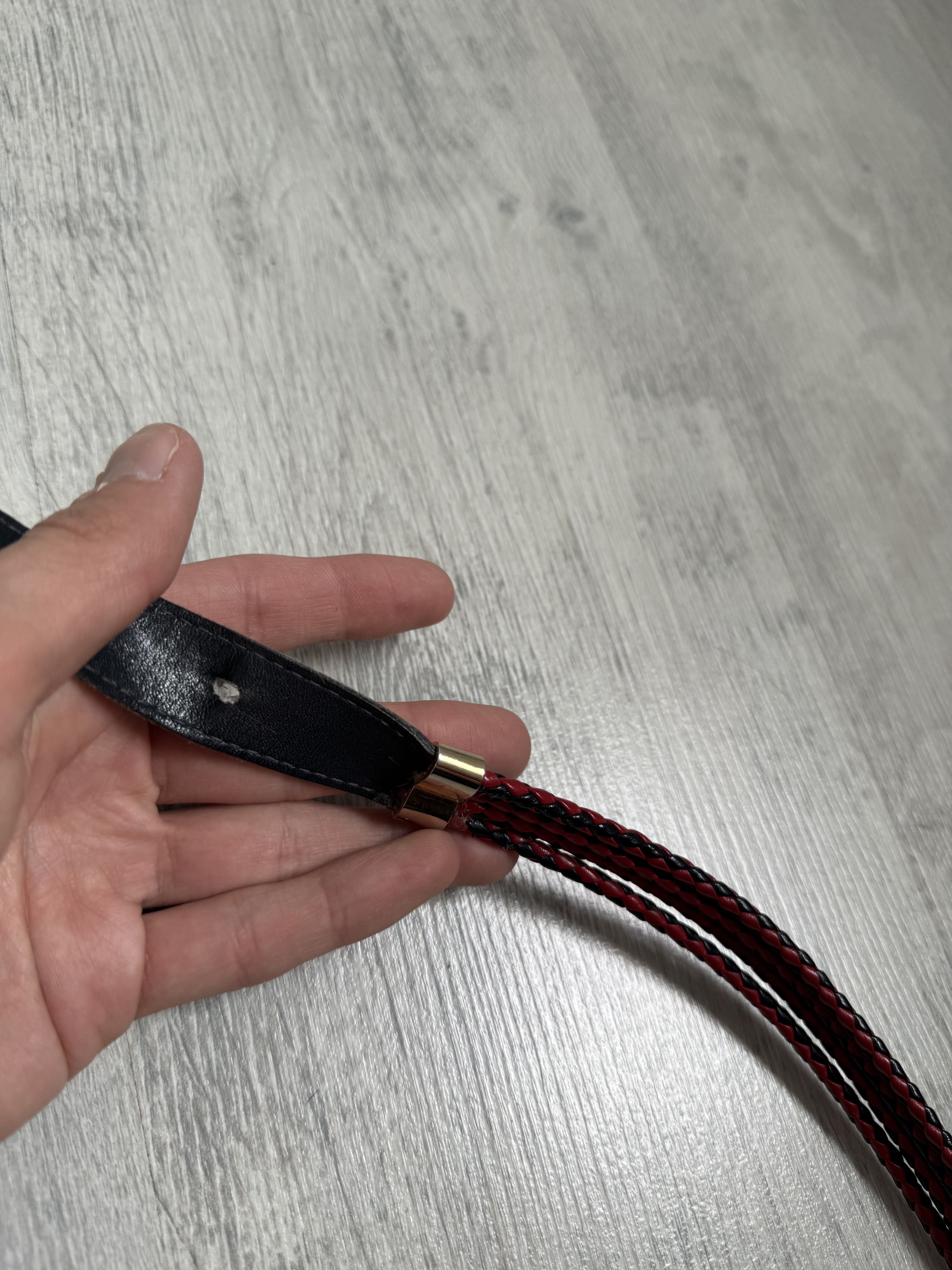 Gucci Vintage Gucci Braided Leather Belt Red Black Size ONE SIZE - 6 Thumbnail