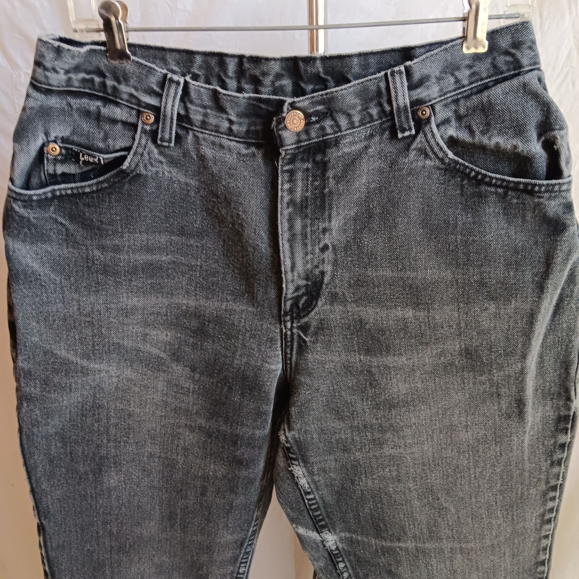 Lee Vintage Women's Jeans 14 32x28 Lee Black Faded Denim Distres Size 36" / US 14 / IT 50 - 3 Thumbnail