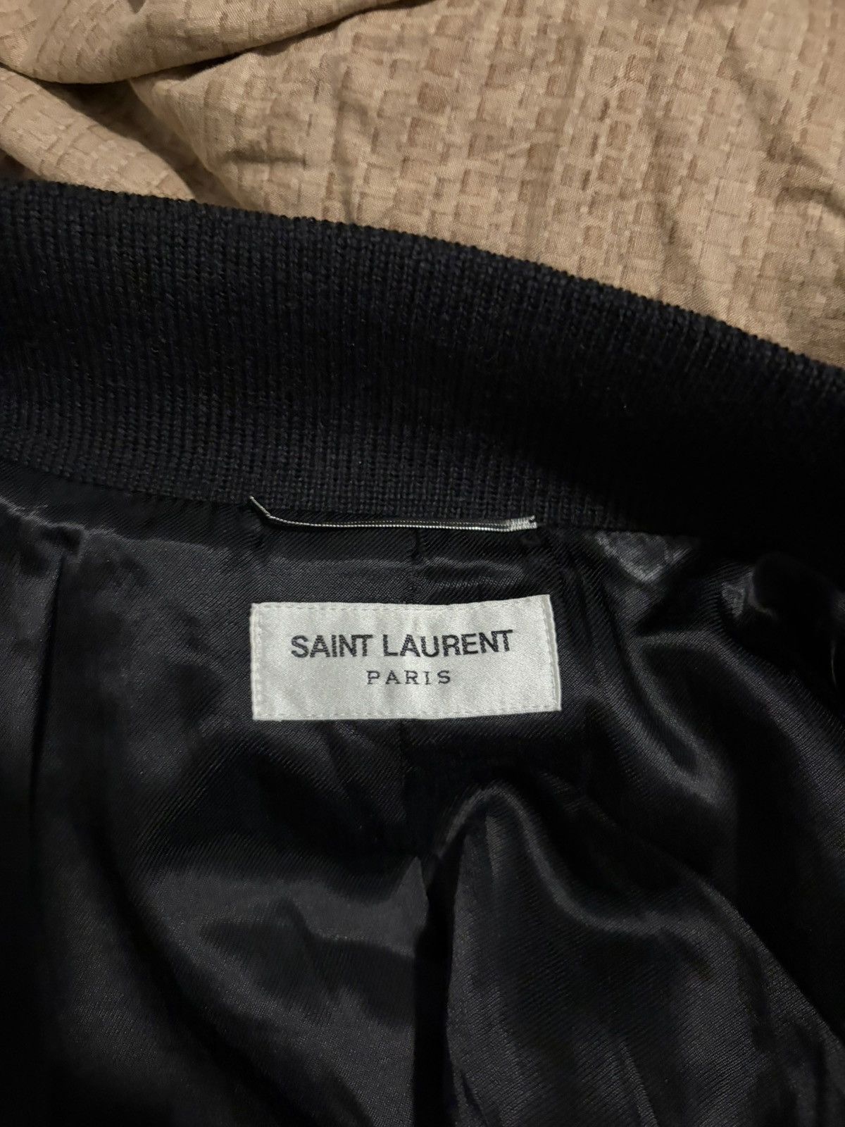 Saint Laurent Paris SAINT LAURENT TEDDY JACKET BOMBER BLACK WHITE SZ 52 LARGE XL Size US L / EU 52-54 / 3 - 5 Thumbnail