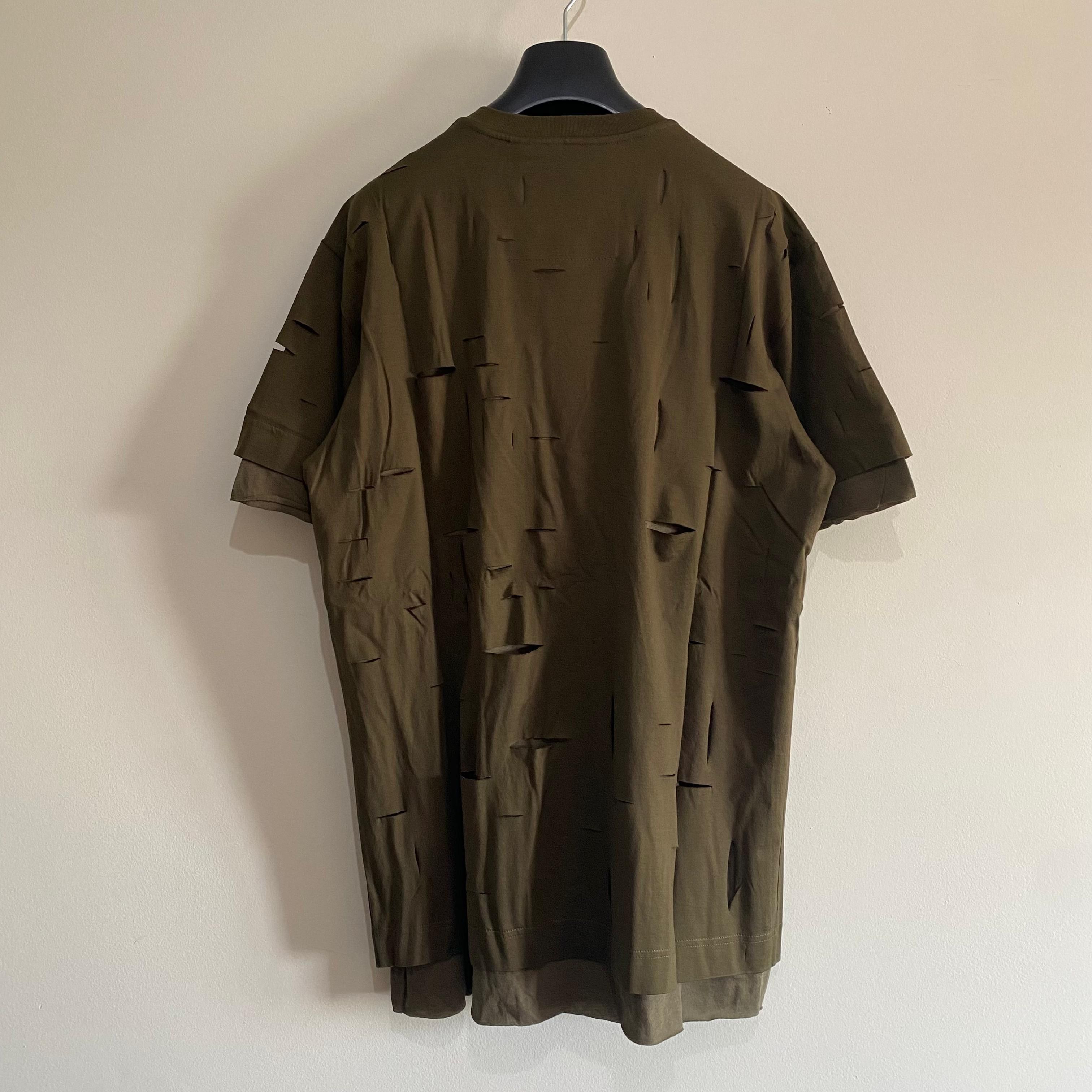 Givenchy Khaki Double Layer Cut-Out Oversized T-Shirt Size US XS / EU 42 / 0 - 10 Thumbnail