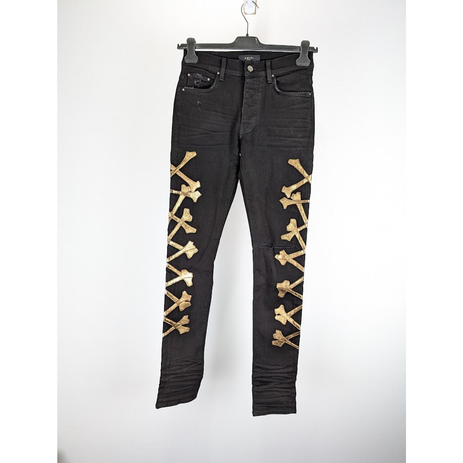 o1rshd1 Bones Jeans in Black/Gold