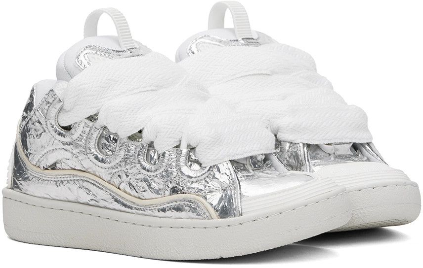 Lanvin Curb Metallic Effect Sneakers in Silver Size US 13 / EU 46 - 3 Thumbnail