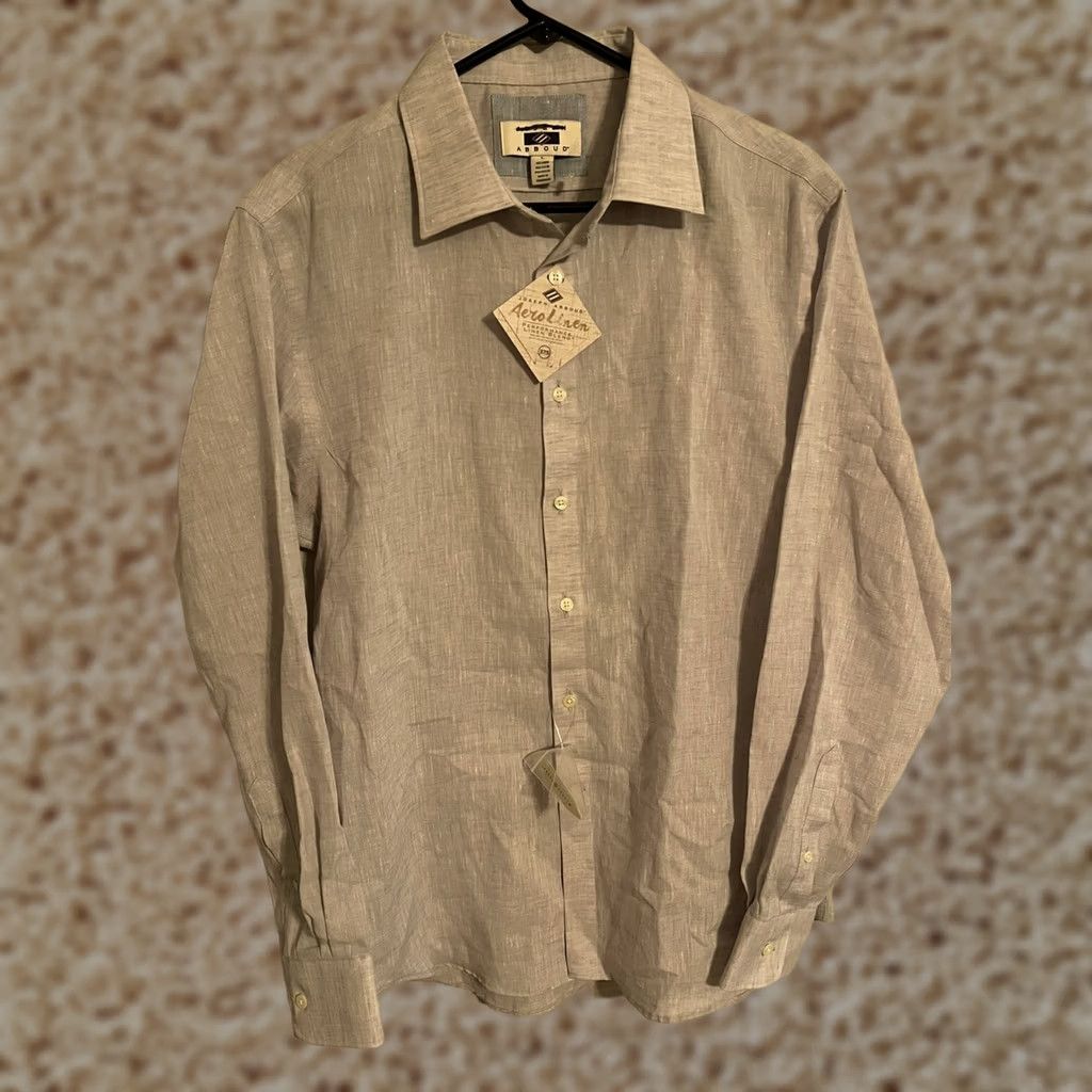 Joseph Abboud Joseph Abboud Aero Linen 37.5 Gray L/S Button Up Dress Shirt Mens Large New Shirt Size 42R - 1 Thumbnail
