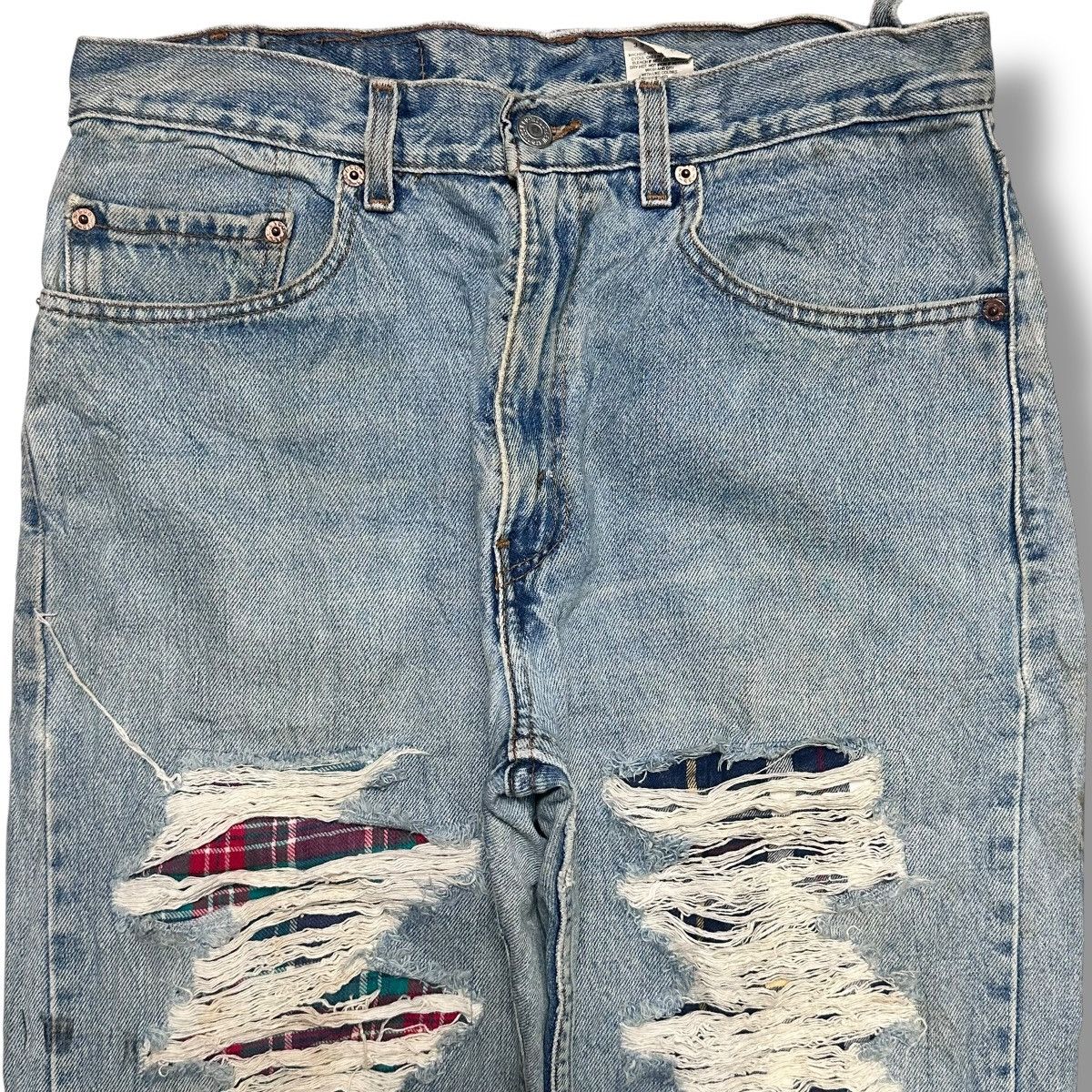 Levi's Levi’s 505 Regular Distressed Ripped, Plaid patch & Faded Size US 32 / EU 48 - 2 Thumbnail