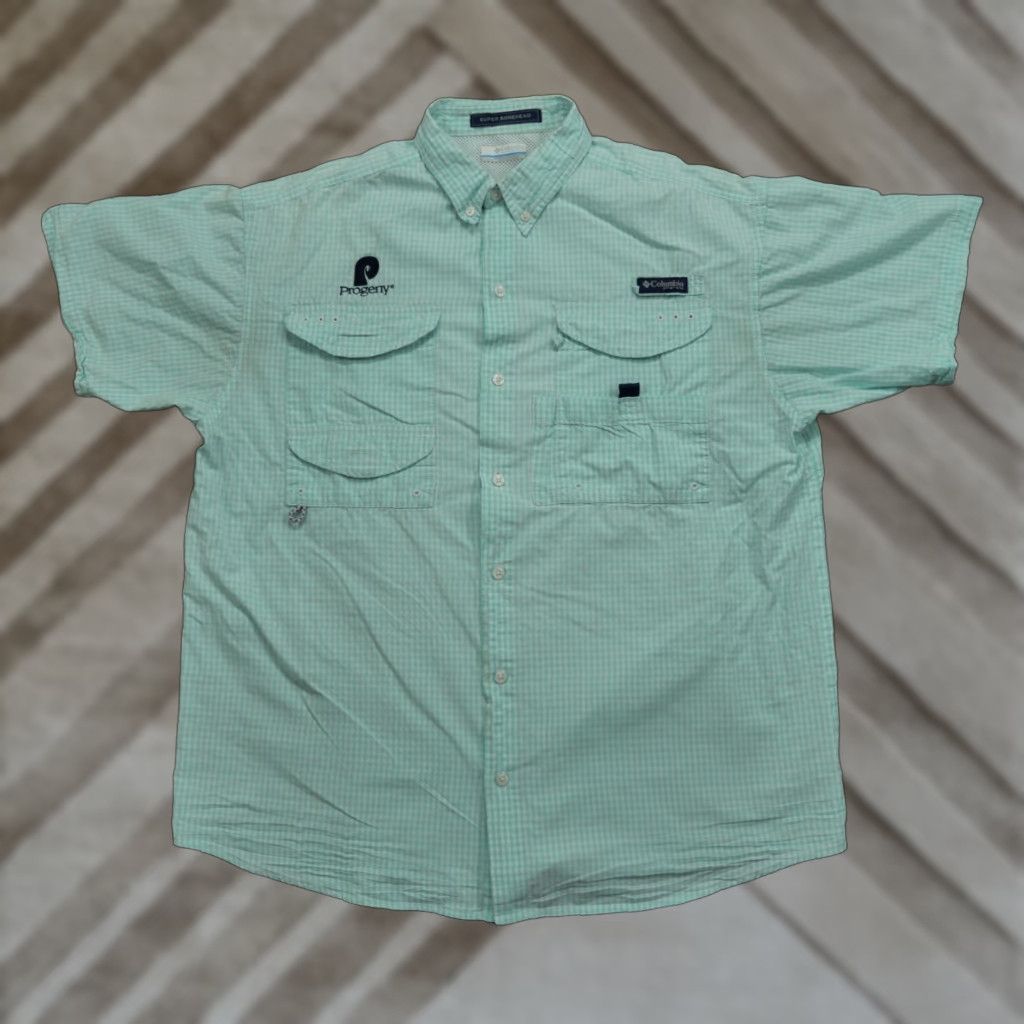 Vintage Columbia Shirt Mens Large Blue White Button Up Fishing Vented Super Bonehead Shirt Size US L / EU 52-54 / 3 - 1 Thumbnail