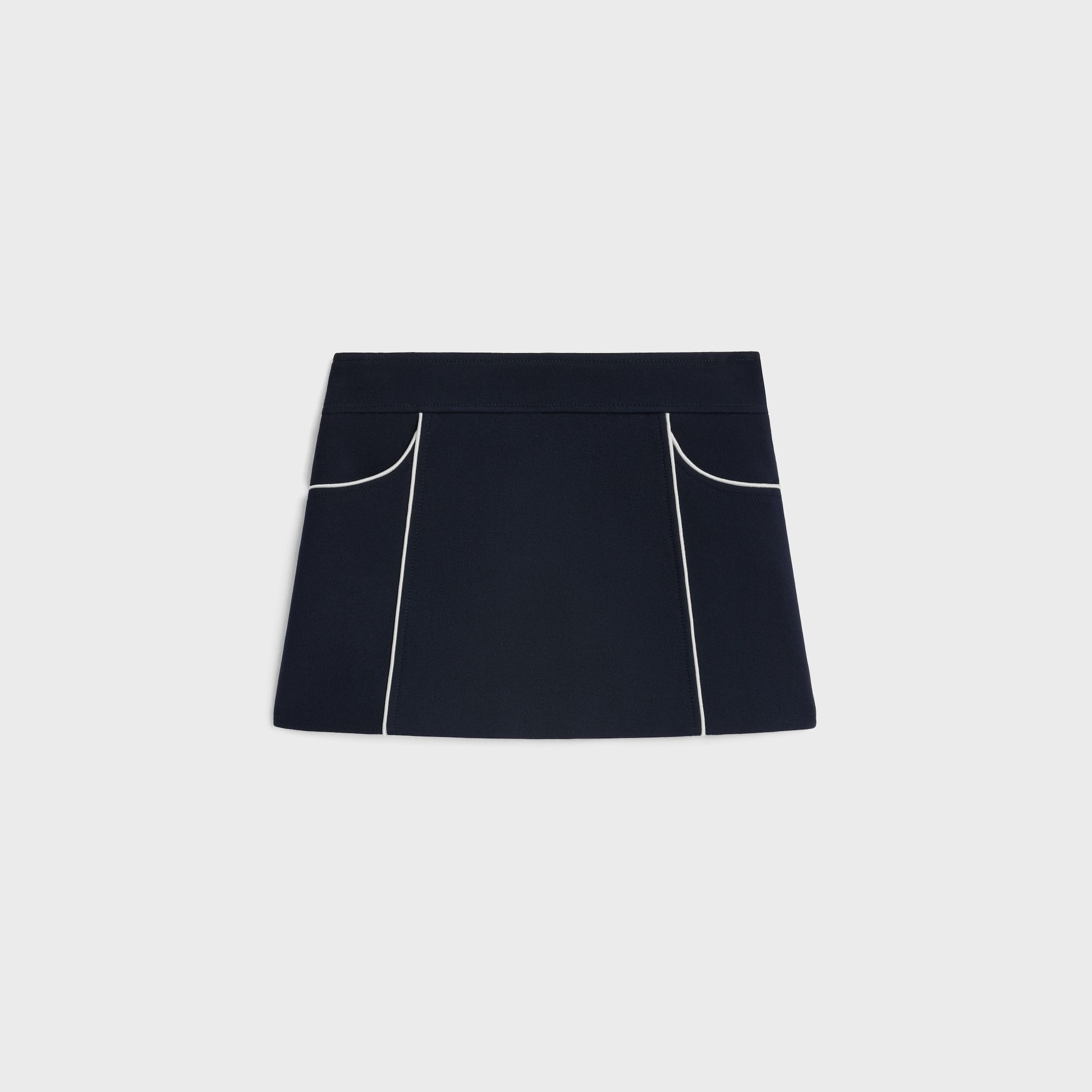 Celine TRAPEZE MINI SKIRT IN GAUFFERED DOUBLE WOOL navy Size 28" / US 6 / IT 42 - 1 Thumbnail