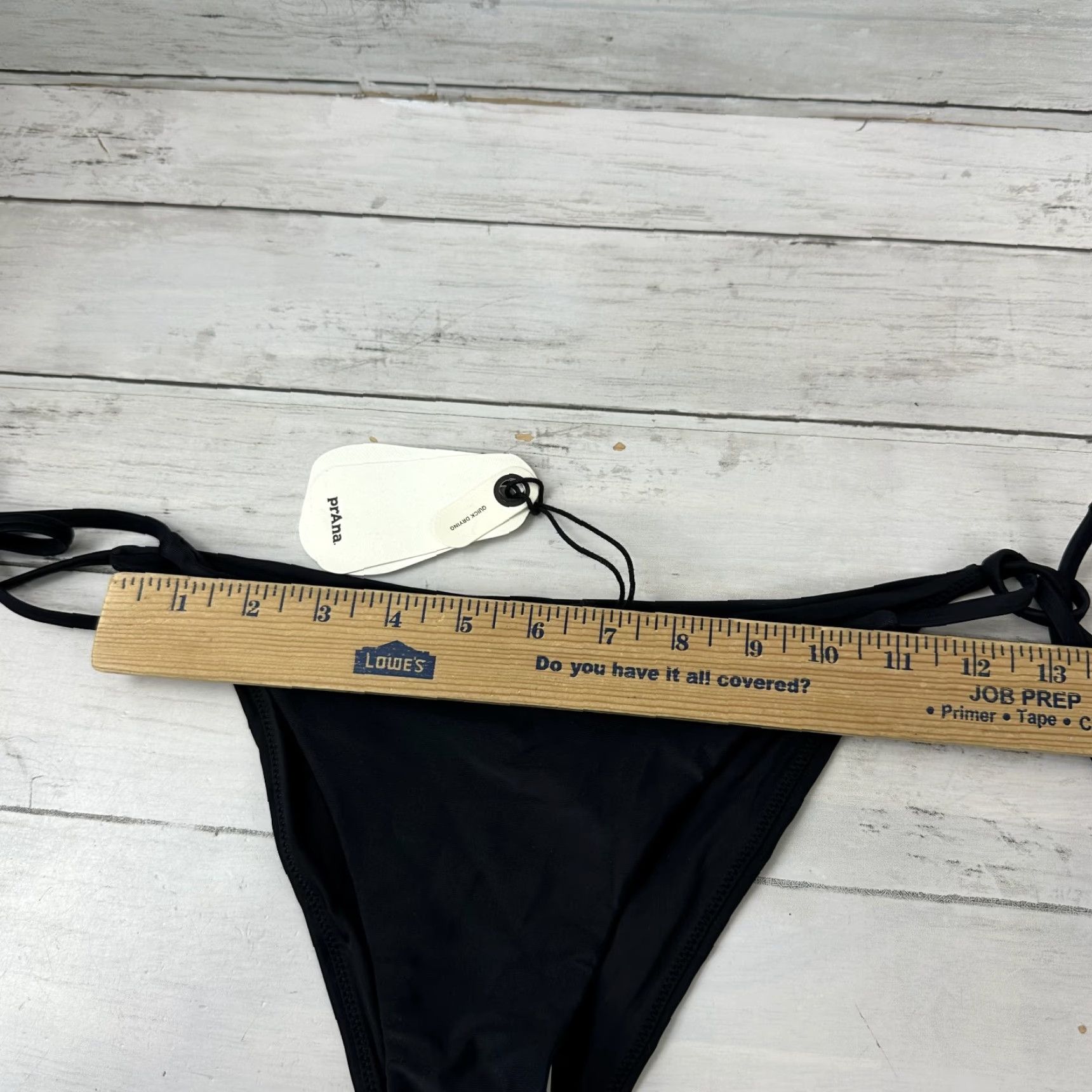 Prana VINTAGE prAna Swim Bottom Women's Small Black Cheeky Low Rise Side Tie Beach 90s NWT Size 28" / US 6 / IT 42 - 2 Thumbnail