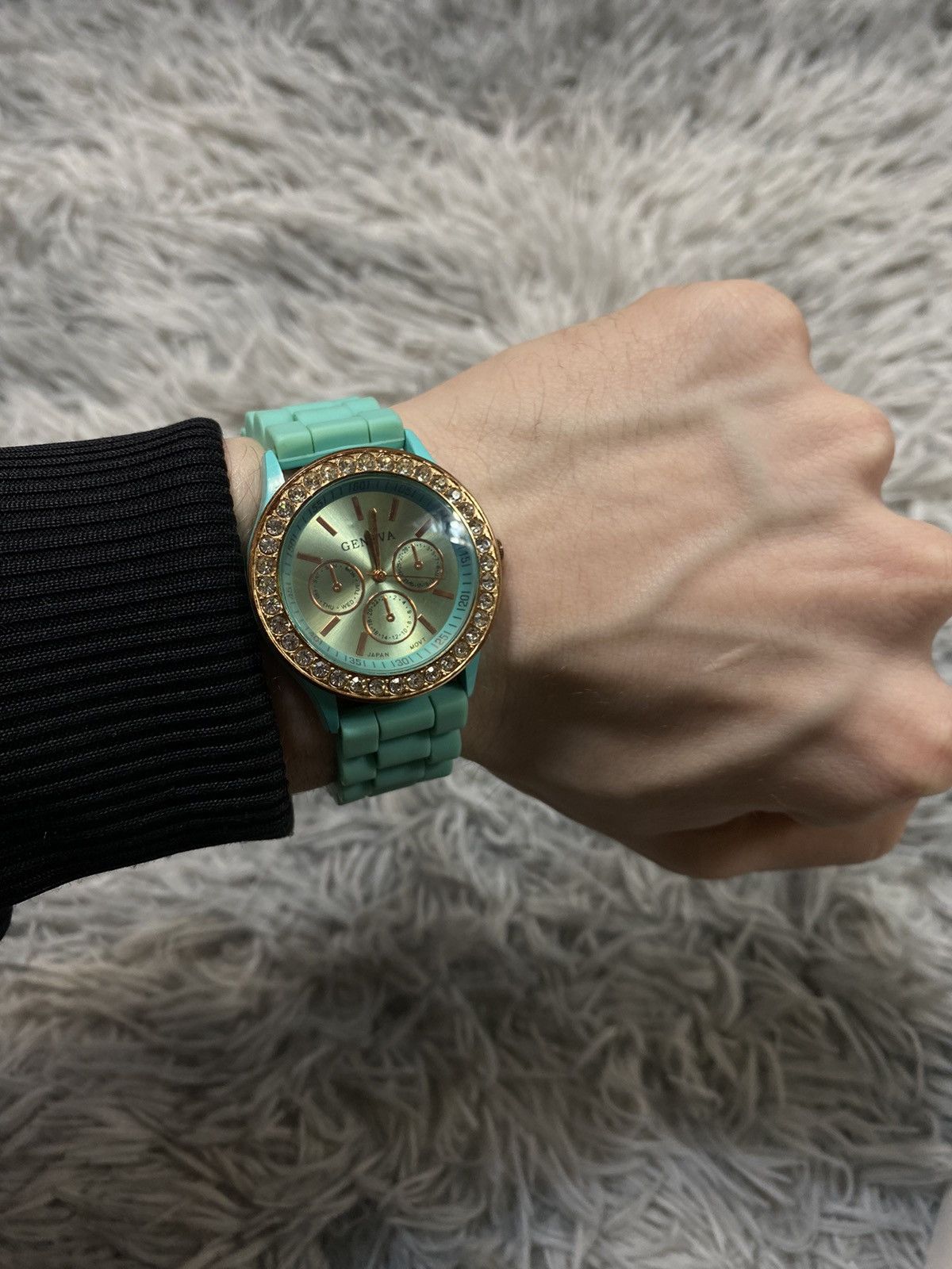 Other Mint Green Crystal Bezel Watch - Japanese Brand Size ONE SIZE - 9 Thumbnail