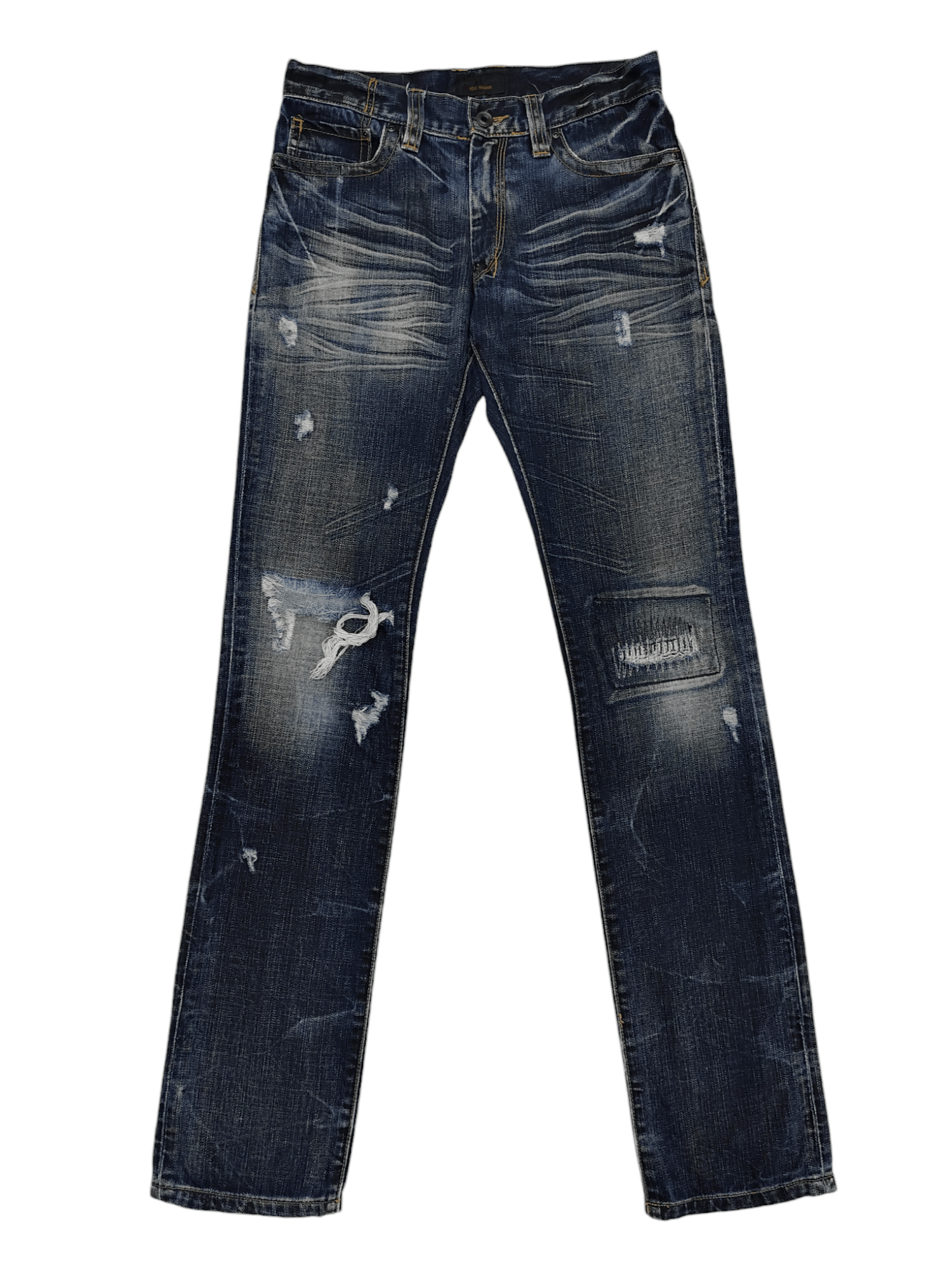 Tete Homme Tete Homme🇯🇵 Heavy Whisker Indigo Distressed Slim Jeans Size US 29 - 1 Thumbnail