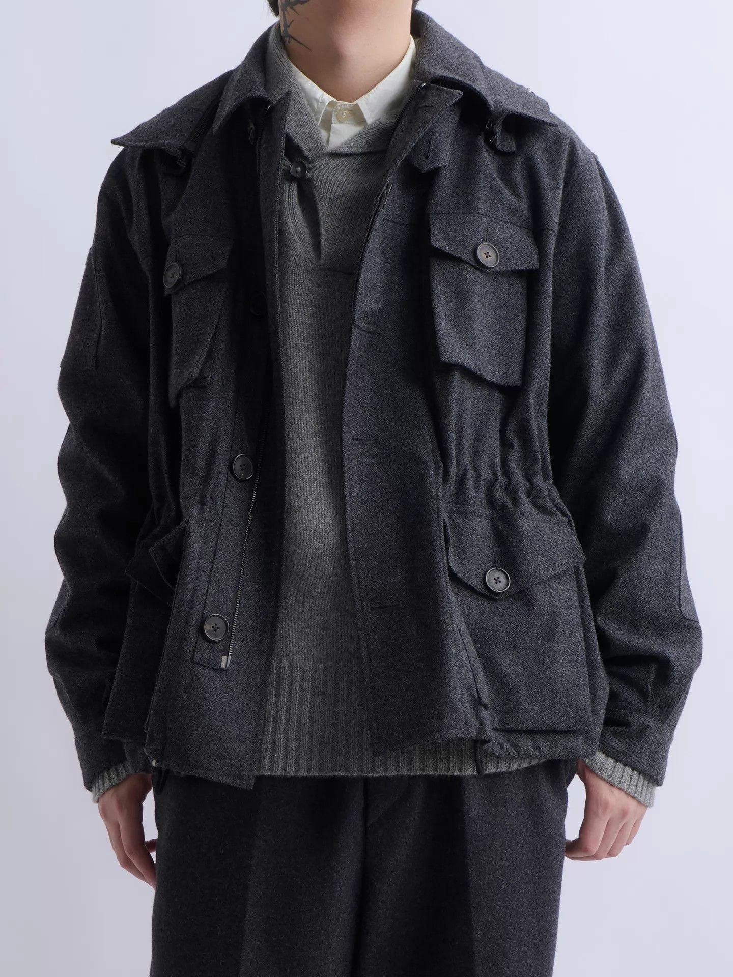 Raf Simons 00s JIL SANDER Raf Simons Gray Wool Hooded Jacket Size US L / EU 52-54 / 3 - 2 Thumbnail