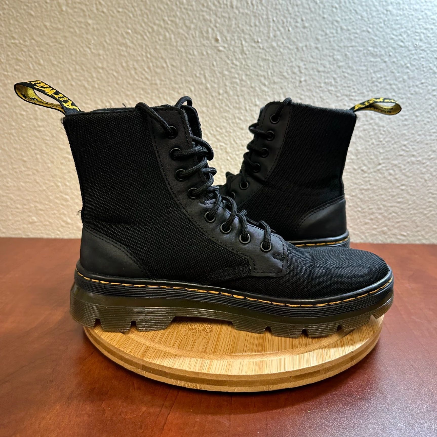 Dr. Martens Dr. Martens Boots Women 9 Black Nylon Canvas Lace Up Combat Opium Casual Travel 9 US Mens Womens Boys Girls Size US 7 / IT 37 - 7 Thumbnail