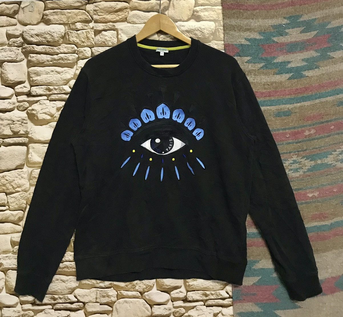 Kenzo Paris Black Blue Eye Logo Sweatshirt