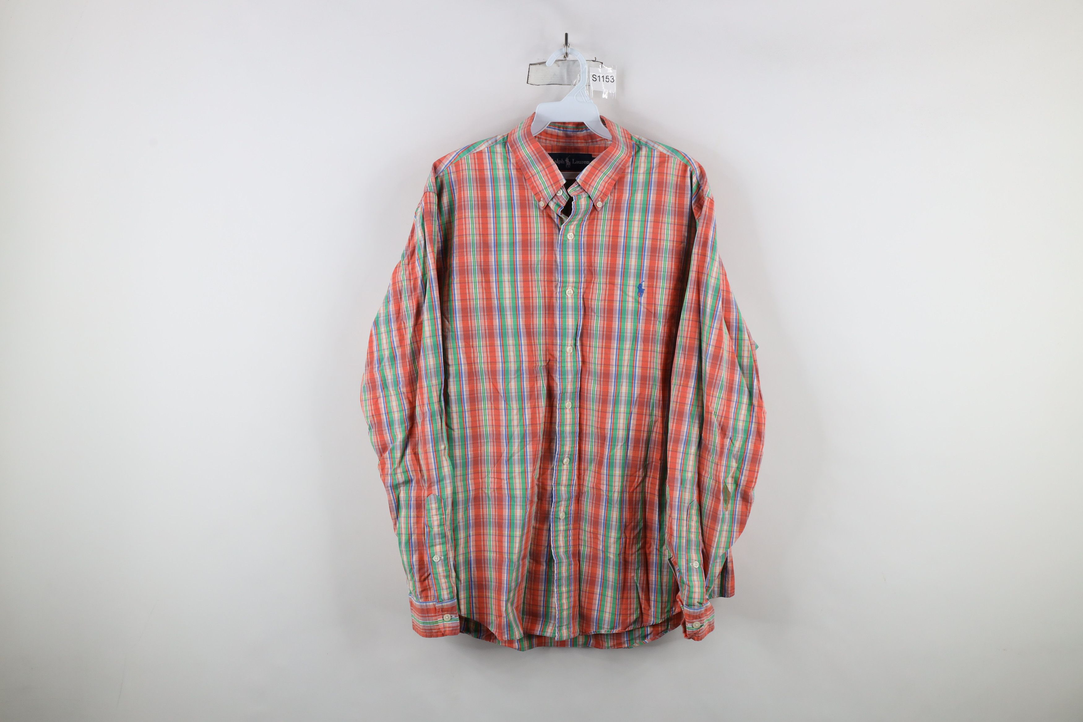 Ralph Lauren × Vintage Vintage Ralph Lauren Faded Collared Button Down Shirt Plaid Size US XL / EU 56 / 4 - 1 Thumbnail