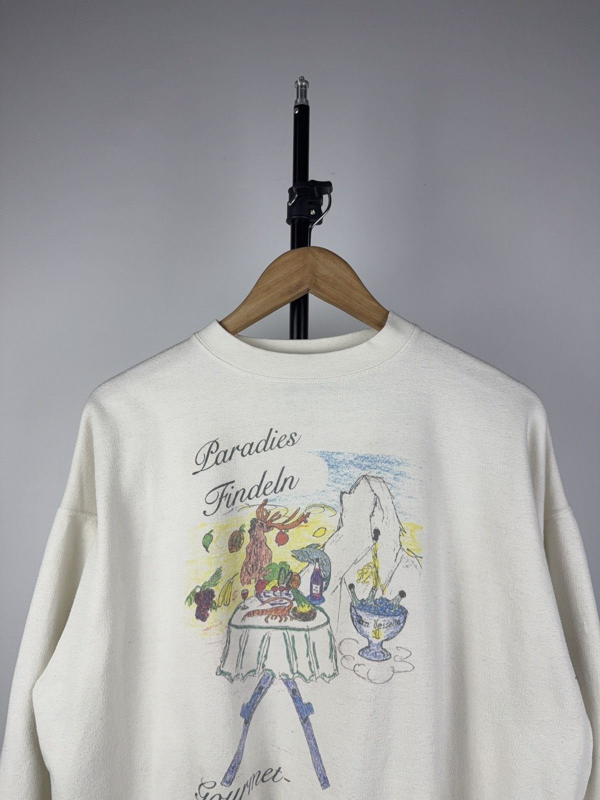 Vintage Vintage 80s German Print Sweatshirt Paradise Restaurant Art Size US S / EU 44-46 / 1 - 2 Thumbnail
