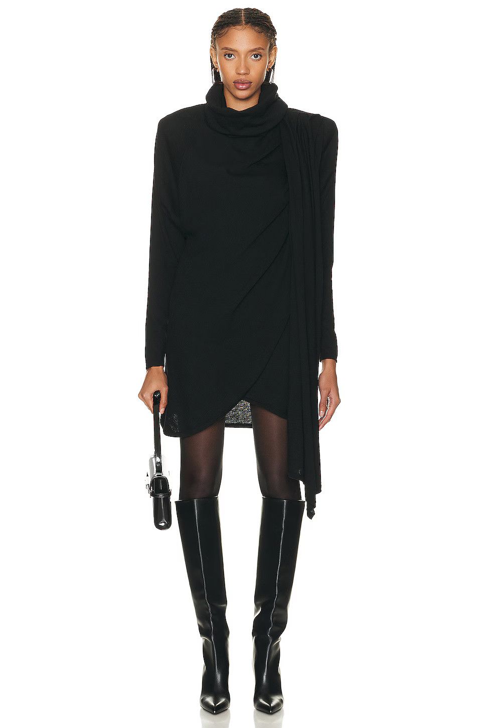 Saint Laurent Paris o1b1hav111124 Hooded Dress in Wool in Black Size XS / US 0-2 / IT 36-38 - 3 Thumbnail