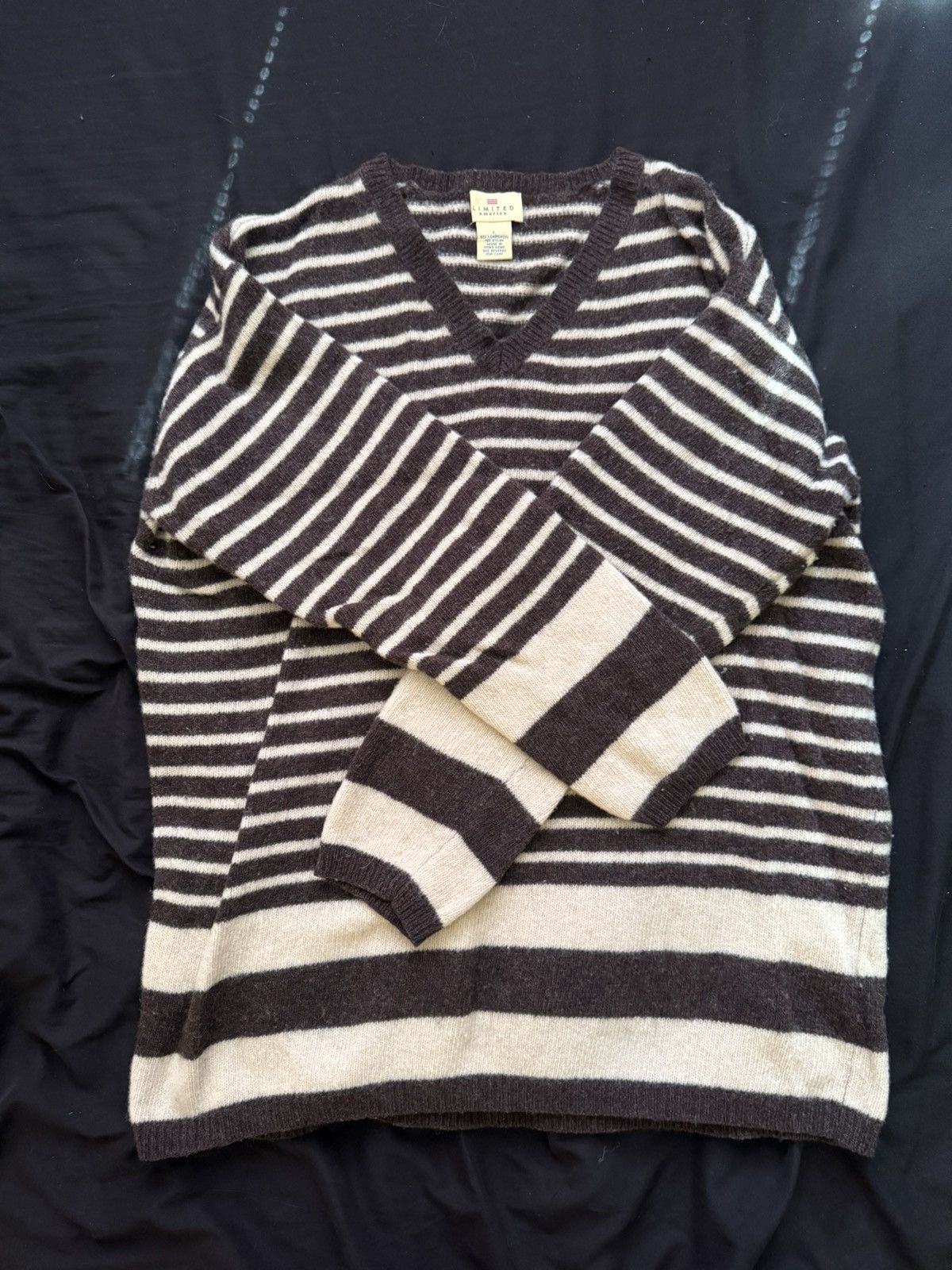 Other Brown/Beige-cream stripped wool sweater vintage Size L / US 10 / IT 46 - 3 Thumbnail