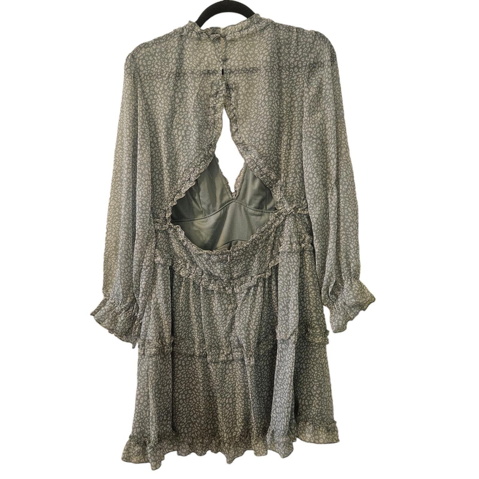 Designer Mix Form Swing Mini Dress Long Sleeve Ruffle Layer SZ Large Size L / US 10 / IT 46 - 2 Thumbnail
