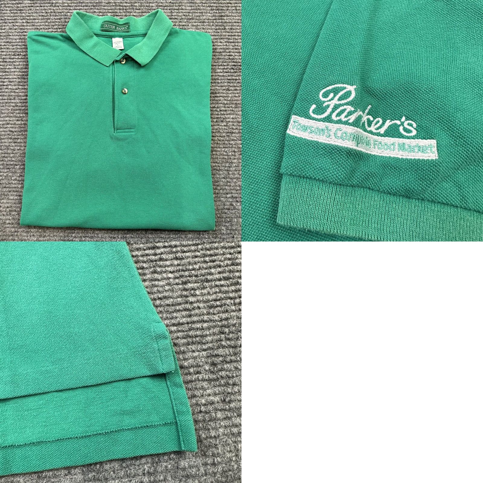 Market VINTAGE Outer Banks Polo Shirt Towson Maryland Market 90s Green Cotton Embroidered Logo L Adult Men Size US L / EU 52-54 / 3 - 8 Thumbnail