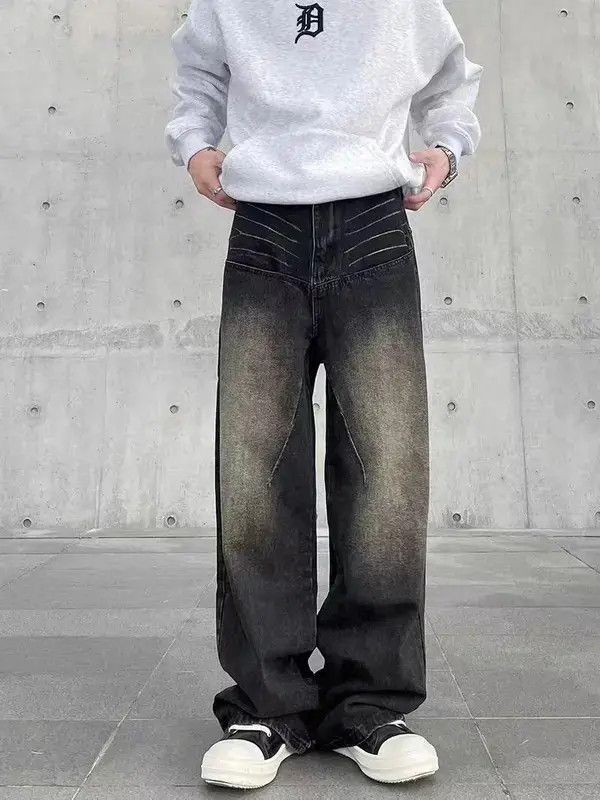 Japanese Brand VIBE Street hiphop retro grunge topstitch wide leg jeans Size US 32 / EU 48 - 7 Thumbnail