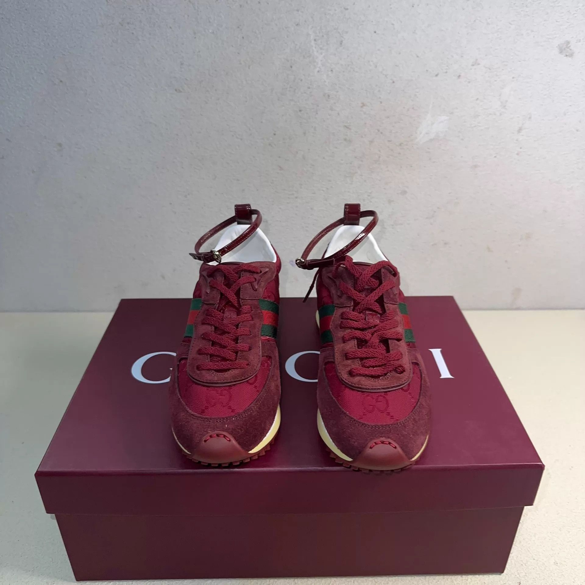 Gucci GUCCI Re-Motion Women's Wine Red Sneakers Size US 5.5 / IT 35.5 - 2 Thumbnail