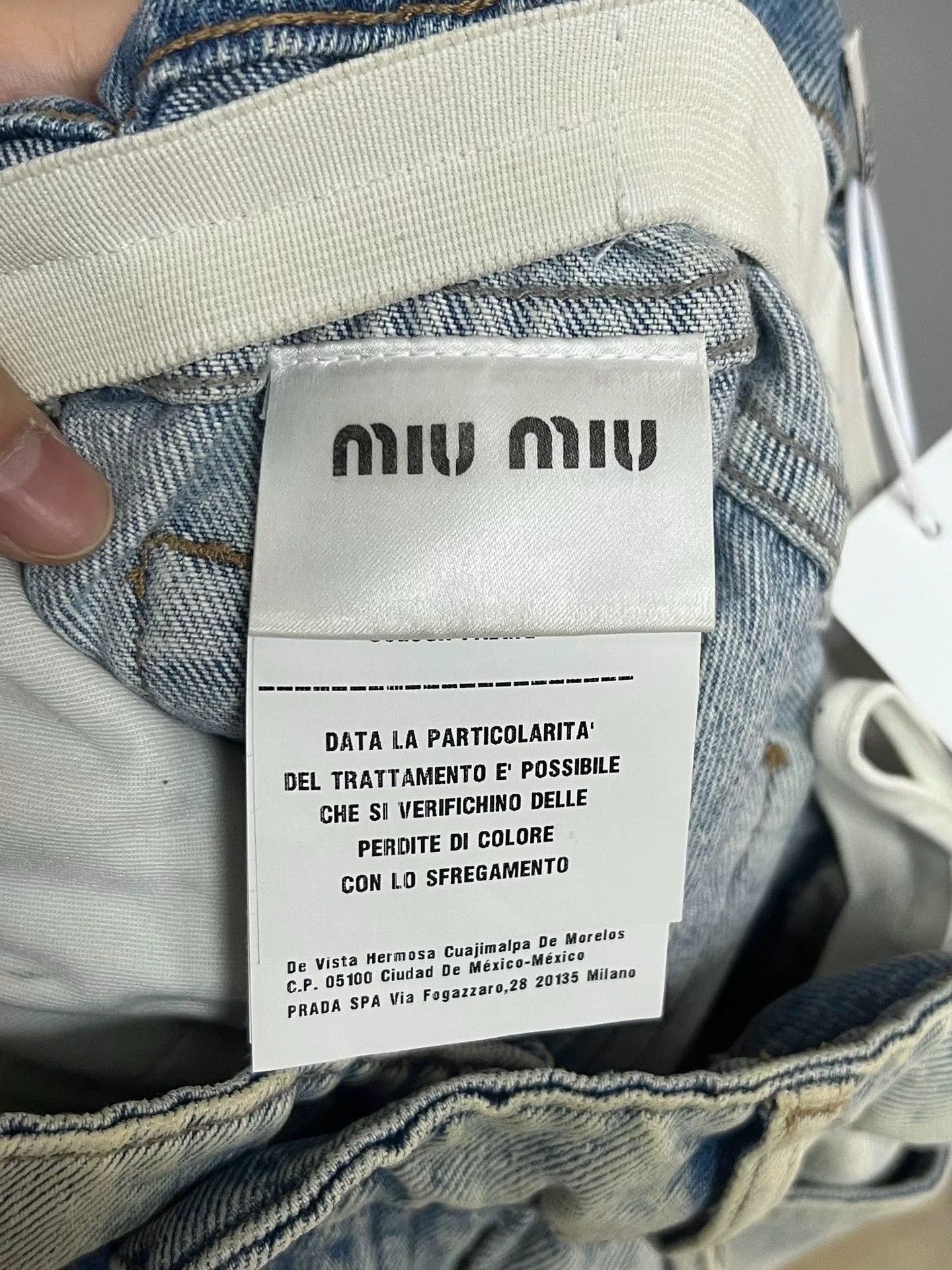 Miu Miu Miu Miu Washed Light Blue Bubble Denim Shorts Size ONE SIZE - 4 Thumbnail