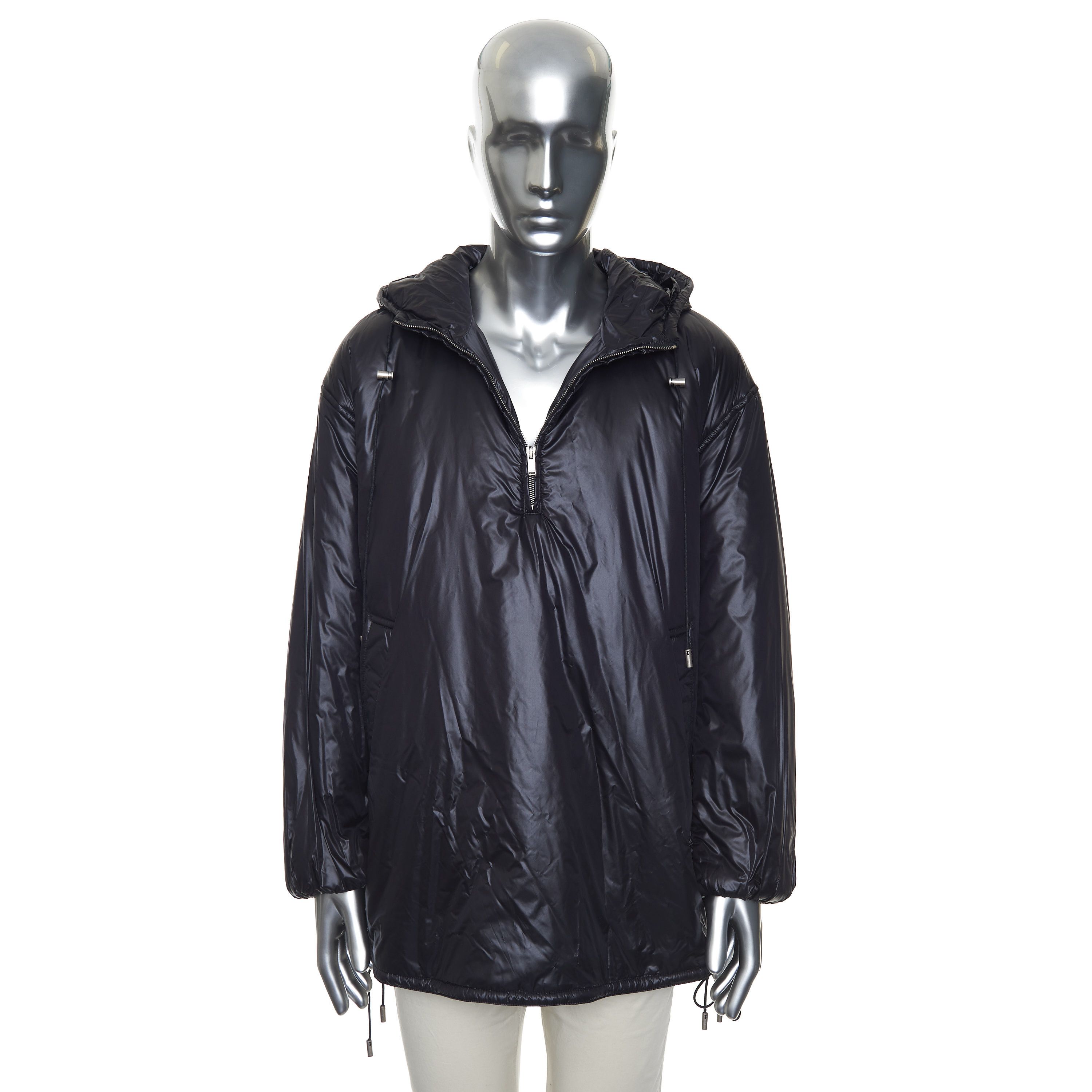 Saint Laurent Paris Hooded Anorak Jacket In Black Nylon With YSL Embroidery Size US S / EU 44-46 / 1 - 1 Thumbnail