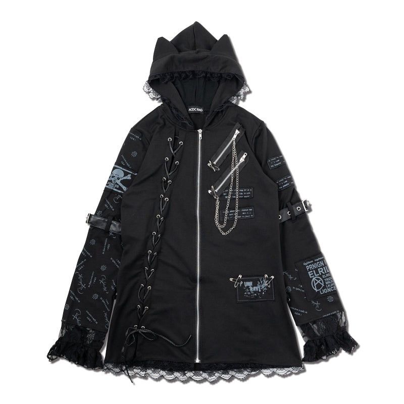 If Six Was Nine 🔥RARE🔥 ACDC RAG ANARCHY SEDITIONARIES PUNK CAT HOODIE DESIGN Size S / US 4 / IT 40 - 1 Thumbnail