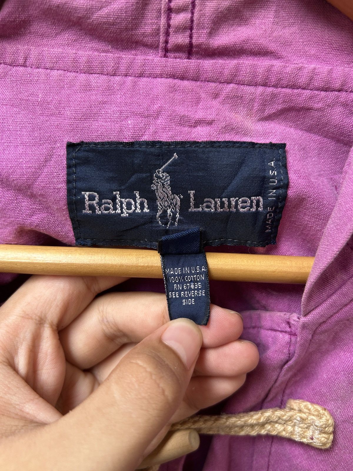 Vintage Vintage 80s-90s Polo Ralph Lauren Toggle Hoodie Sun Faded Size US L / EU 52-54 / 3 - 9 Thumbnail