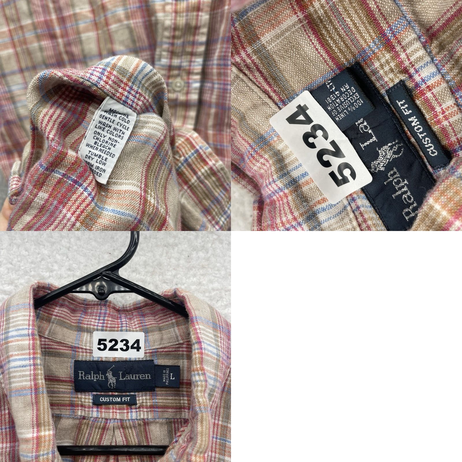 Ralph Lauren Ralph Lauren Button-Up Linen Shirt Mens L Multicolor Plaid Short Sleeve Classic Fit Size US L / EU 52-54 / 3 - 8 Thumbnail