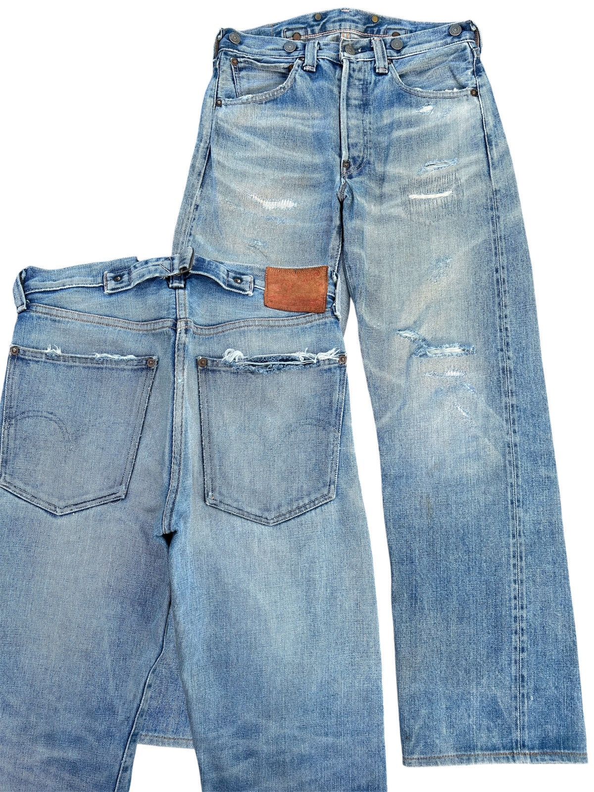 Kapital Vintage Levis Big E Selvedge Buckle Back Thrashed Denim Jean Size US 30 / EU 46 - 1 Thumbnail