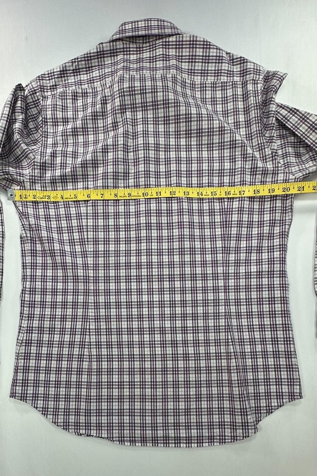 Express Express Fitted Striped/Check Button Up Purple Mens M 15-15.5 Size US M / EU 48-50 / 2 - 4 Thumbnail