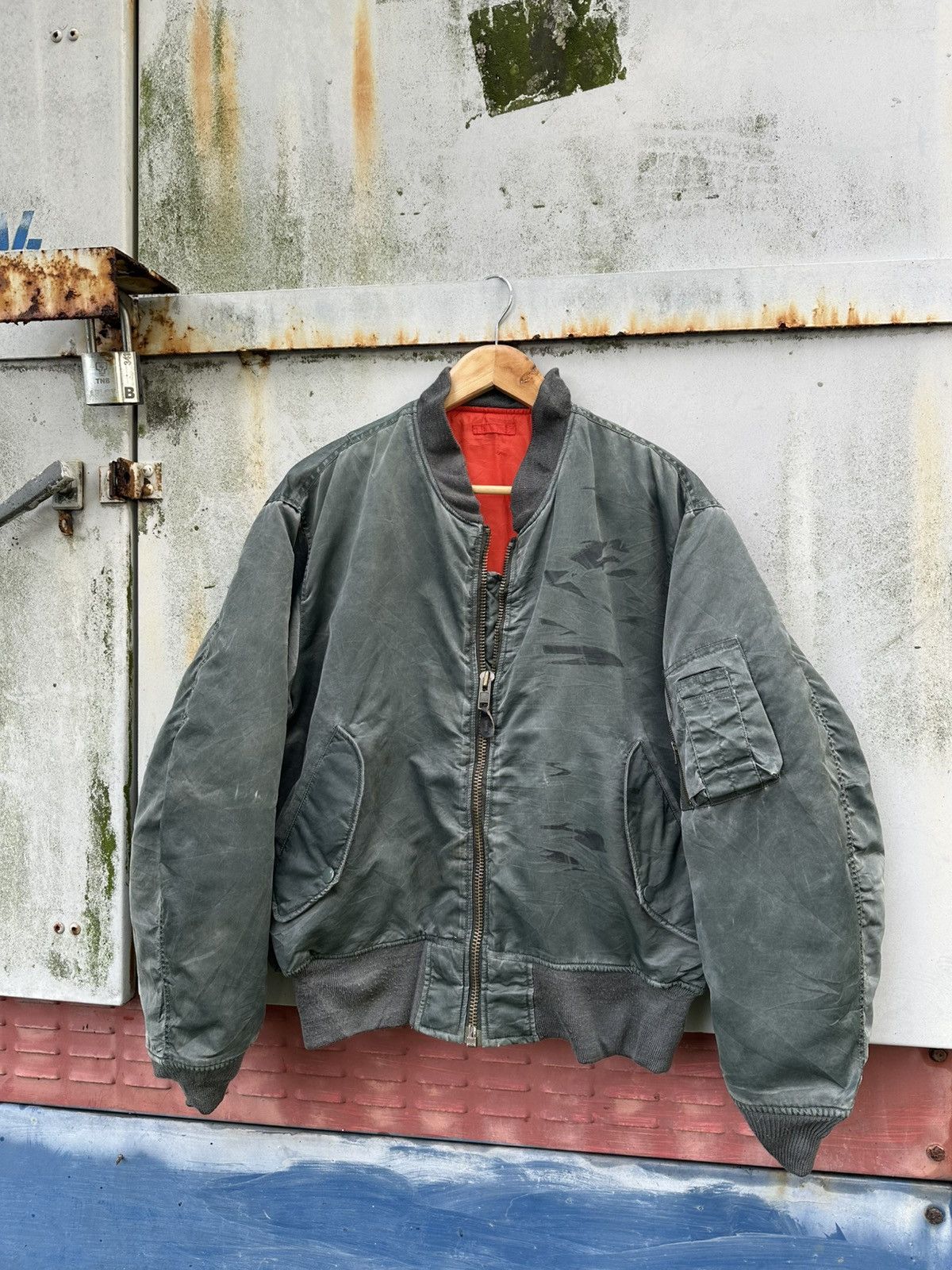 Vintage 🪖Vintage Faded Machope MA-1 Man Intermediate Bomber Jacket Size US M / EU 48-50 / 2 - 2 Thumbnail