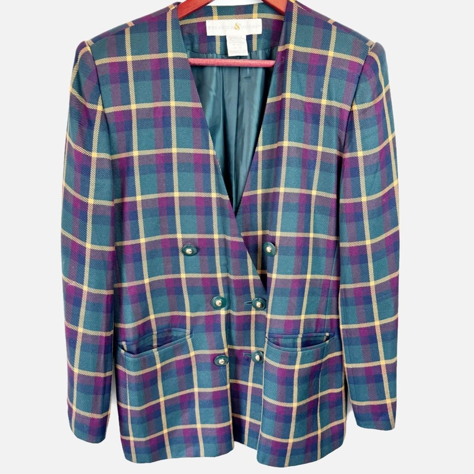 Vintage Vintage Fall Plaid Collarless Button Blazer Women’s Size Med Size M / US 6-8 / IT 42-44 - 1 Thumbnail