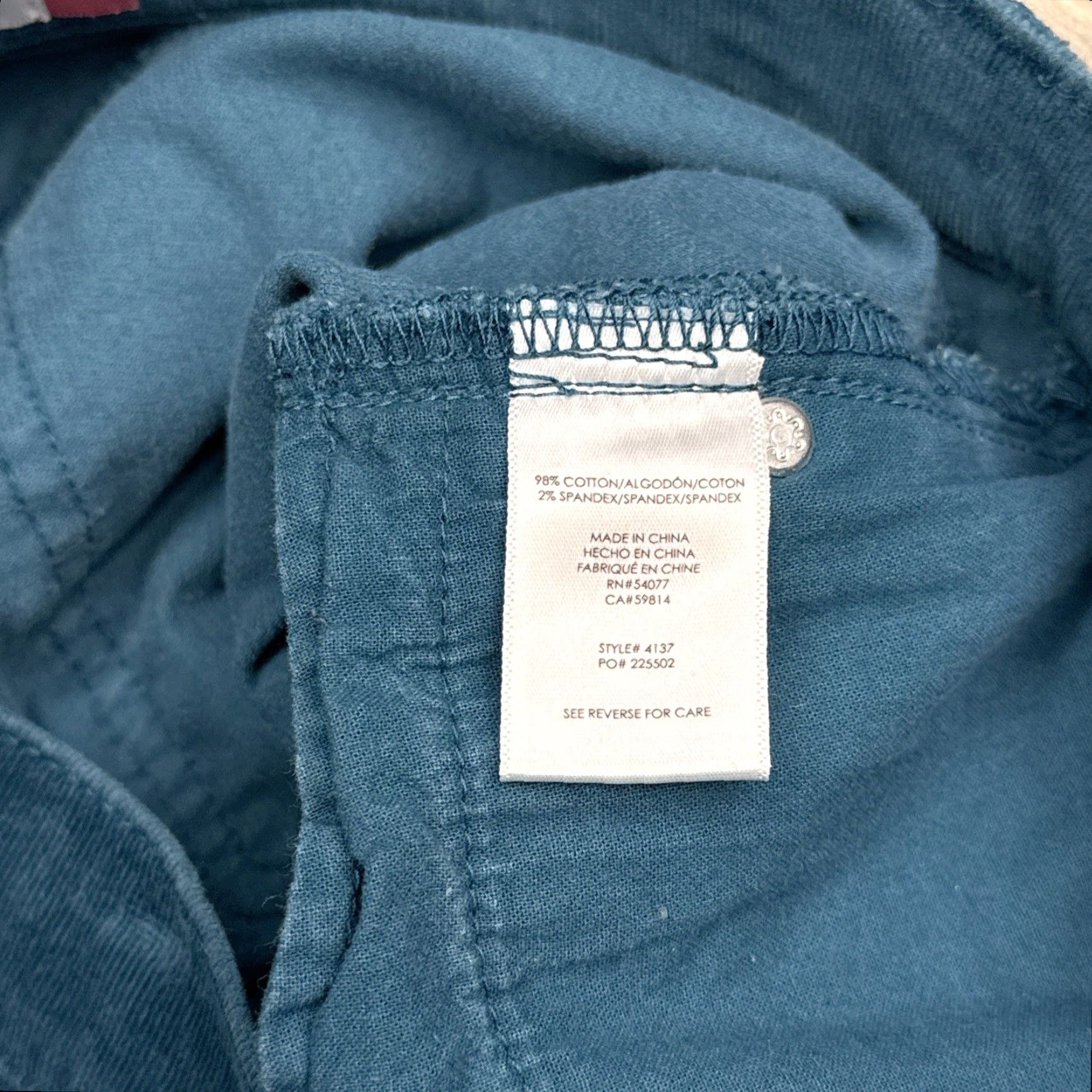 Vintage CAbi Womens Pants Skinny Corduroy 2 Teal Green Mid Rise Stretch Travel Casual Party/Cocktail City Slim Waist 26 in Flat Front Inseam 30 in Size 26" / US 2 / IT 38 - 5 Thumbnail