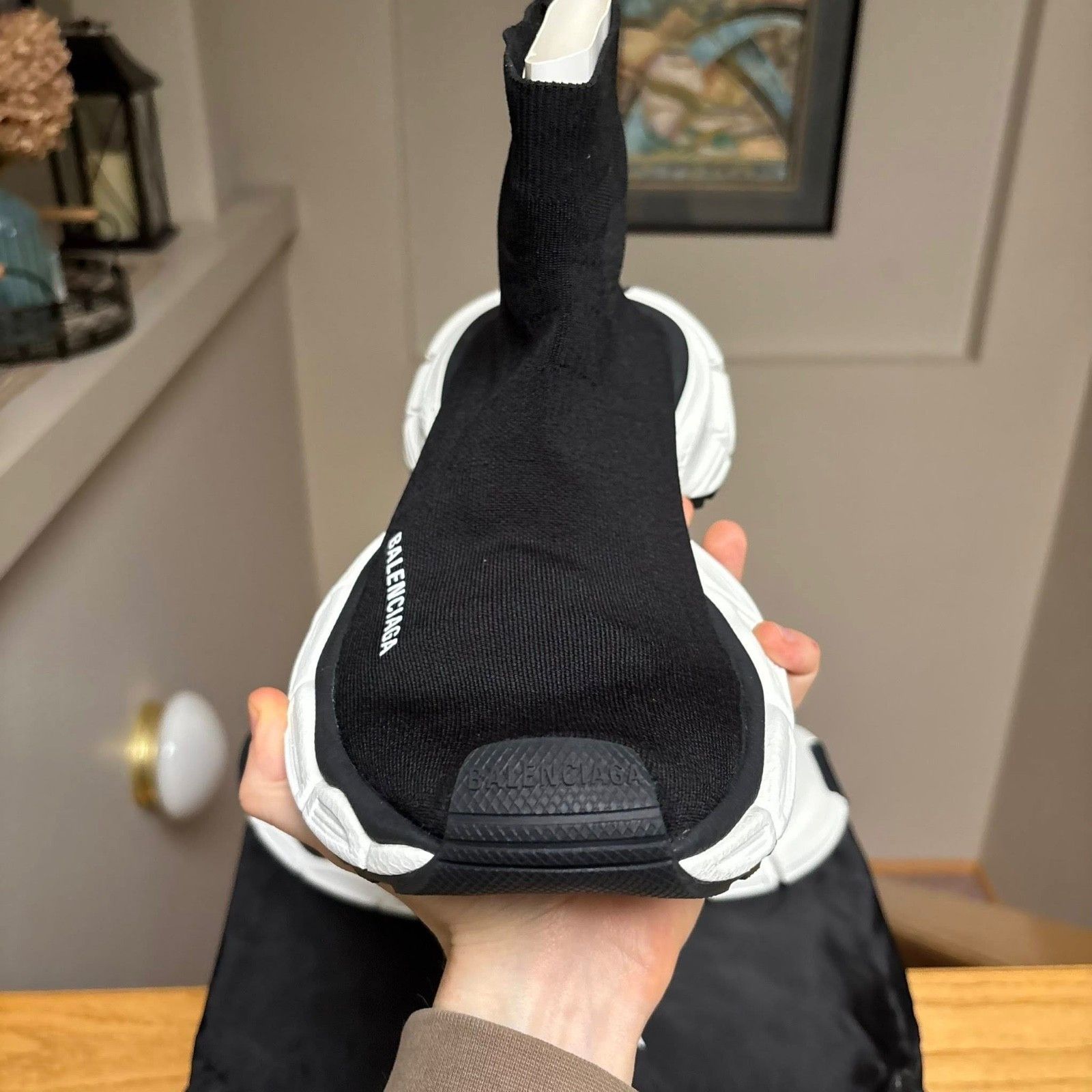 Balenciaga Balenciaga 3XL Black White Sock Knit Speed Runner - Sz: 13 Size US 13 / EU 46 - 3 Thumbnail