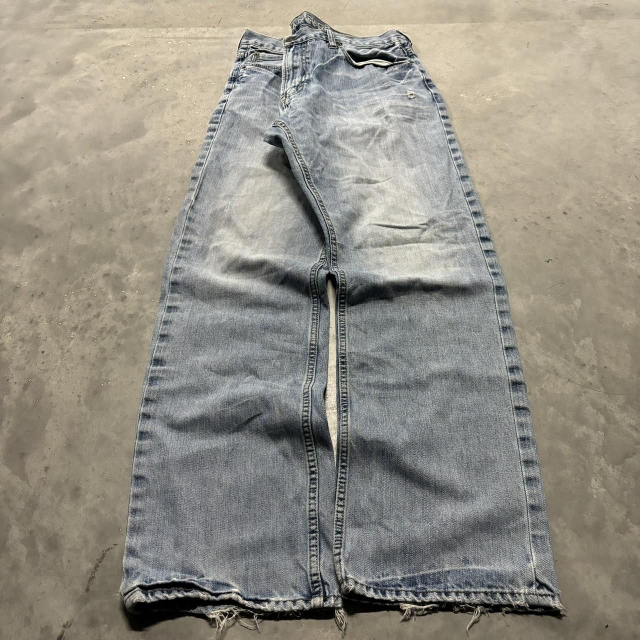 Japanese Brand × Vintage Crazy Vintage Y2K/2000s Faded Light Wash Skater Denim Jeans! Size US 38 / EU 54 - 3 Thumbnail
