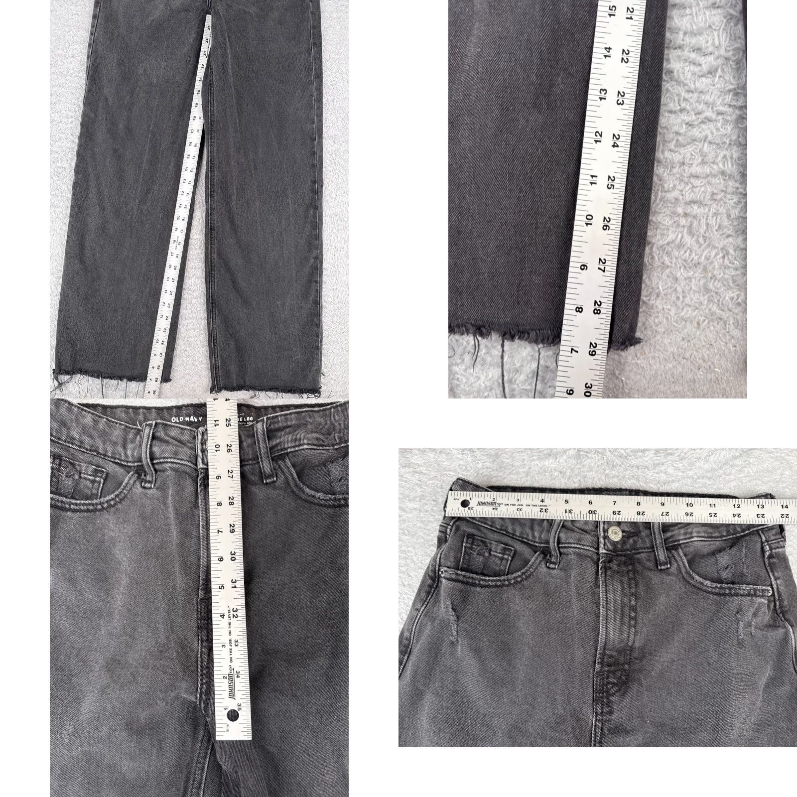 Old Navy Old Navy Wide Leg High Rise Distressed Jeans Womens 4 Black Denim 26x29 Size 27" / US 4 / IT 40 - 8 Thumbnail